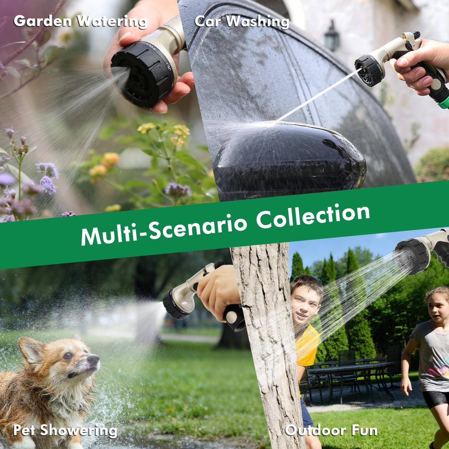 RESTMO Garden Hose Nozzle, Heavy Duty Metal Water Hose Nozzle, Hose Sprayer Nozzle with 7 Adjustable Spray Patterns, High Pressure Nozzle Watering Plants and Lawn, Pet Showering