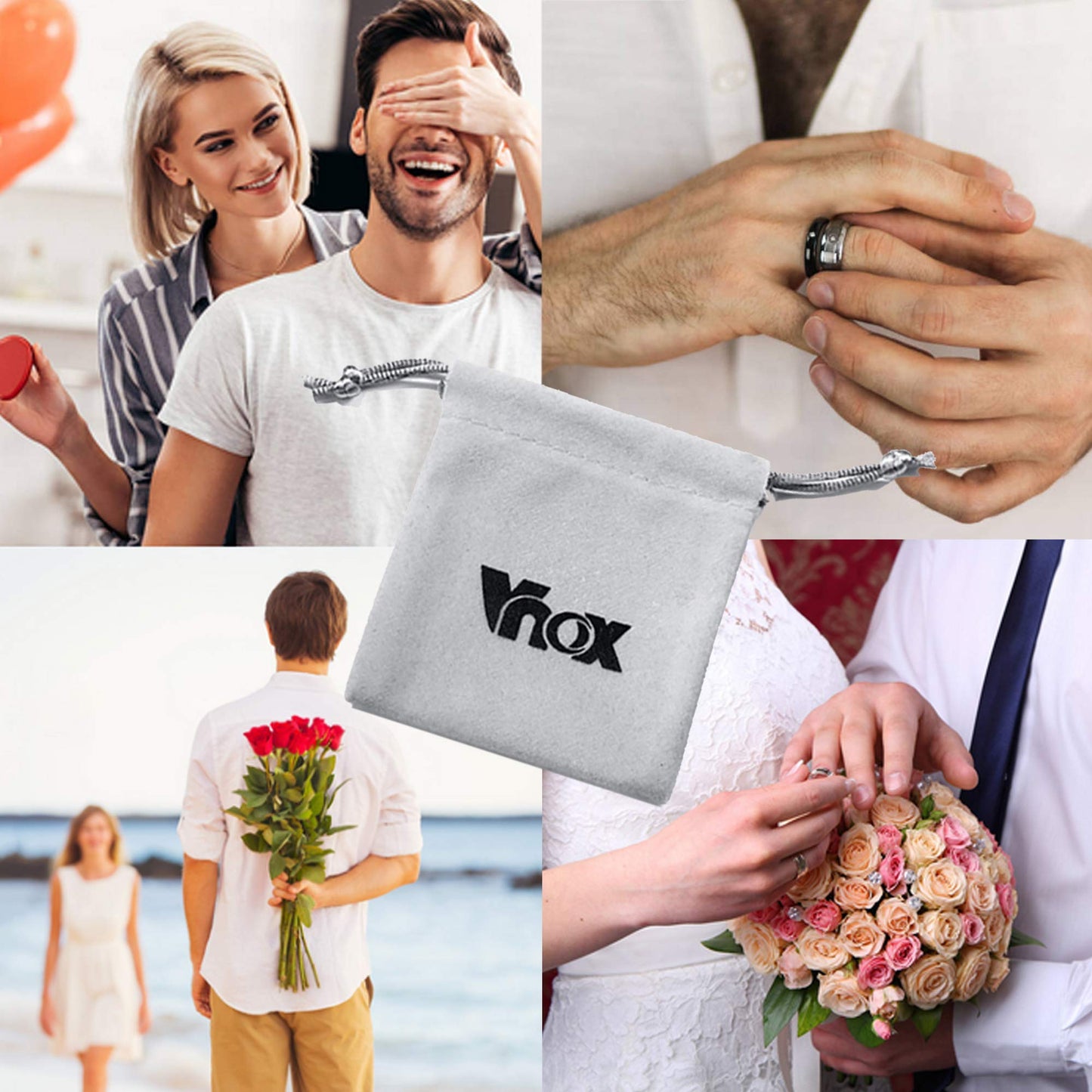 VNOX Mens 8mm Brushed Matte Tungsten Carbide Classical Simple Plain Personalized Custom Name Date Wedding Band Wedding Engagement Ring,Black,Size 8
