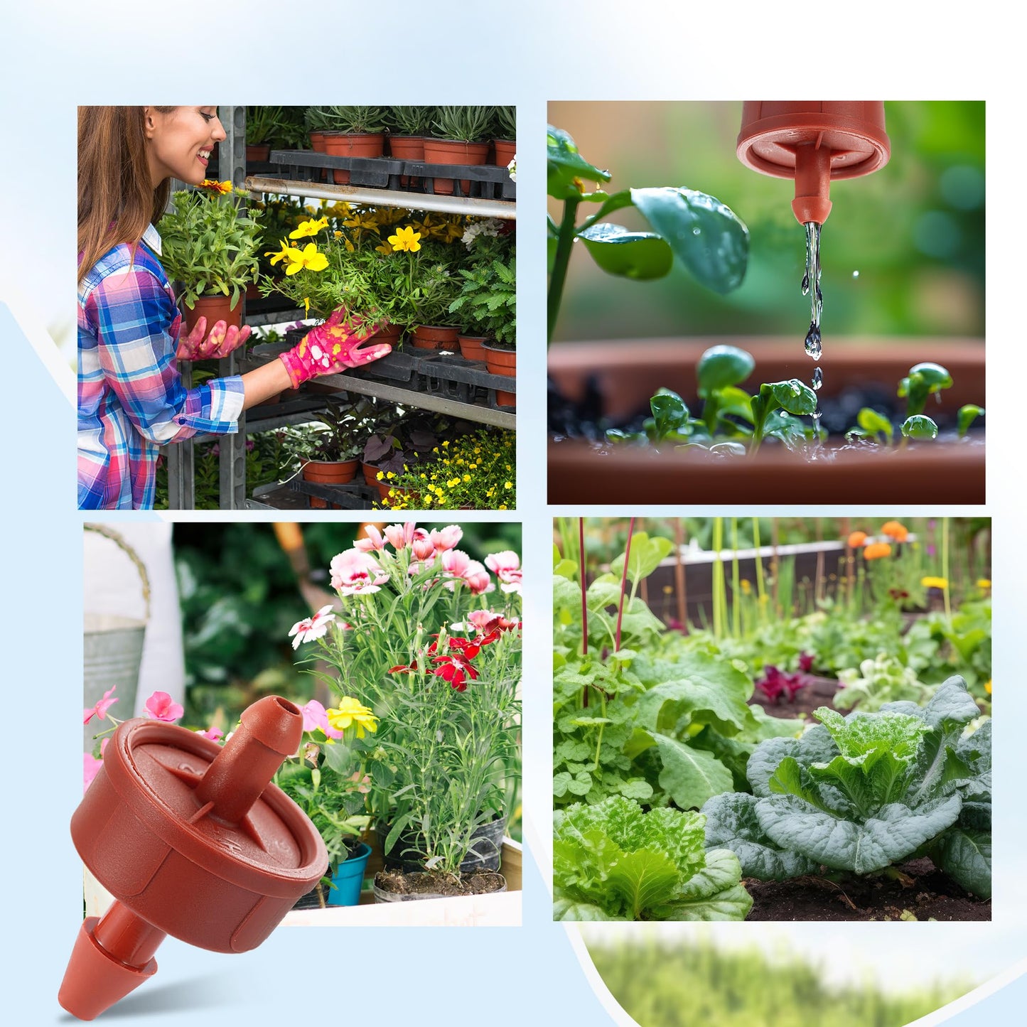 30Pcs 2GPH Pressure Compensating Irrigation Spot Drippers,Constant Flow Barb Outlet Watering Dripper Emitters Heads Parts for 1/4 Inch Watering Tubing Line for Garden Pots Plant Irrigation Systems
