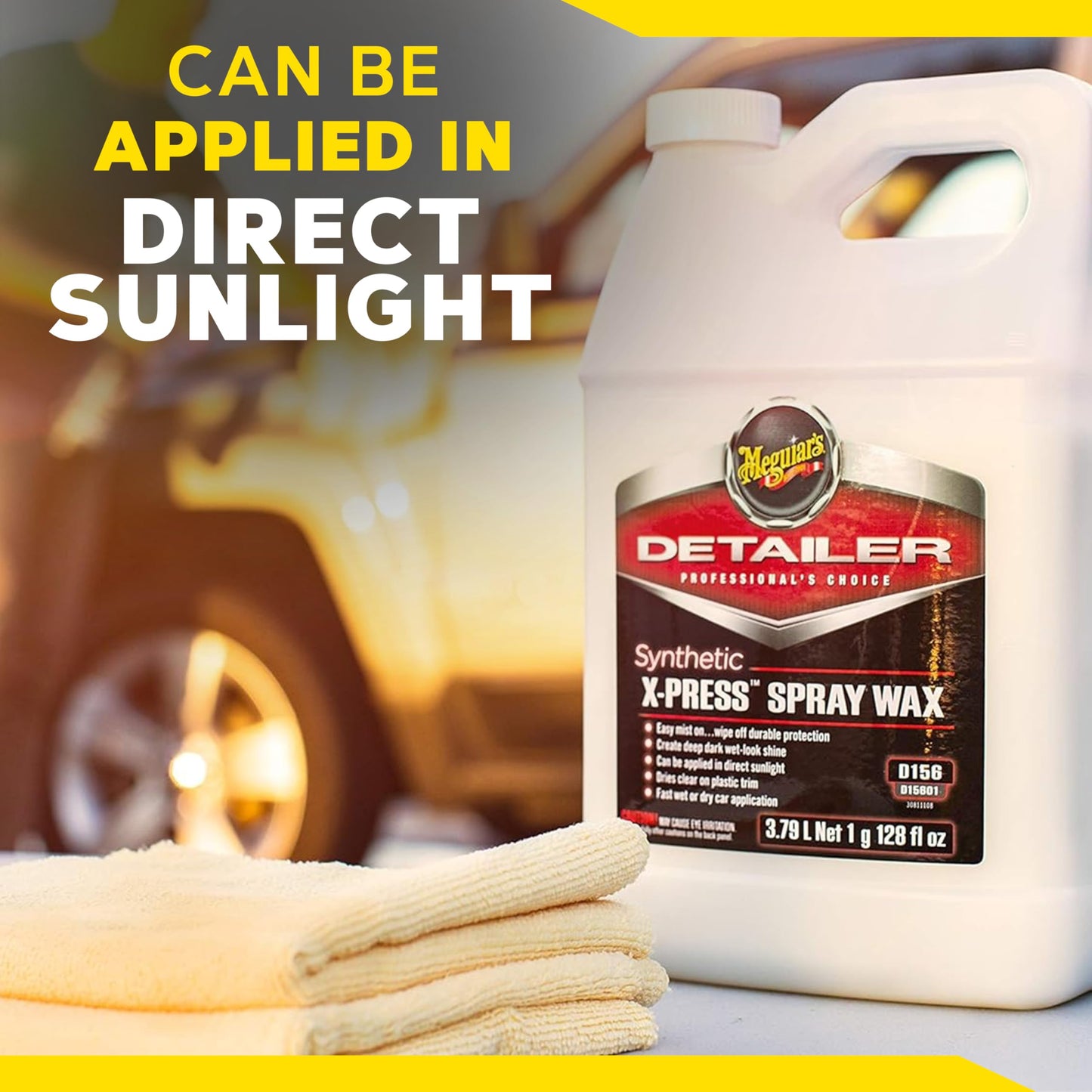 Meguiar's D15601 Synthetic X-Press Spray Wax for Car Detailing, Creates a Deep Shiny Look, Can Be Applied to Wet or Dried Paint and In Direct Sunlight, Moisture Rolls Off Waxed Paint, 1 Gallon