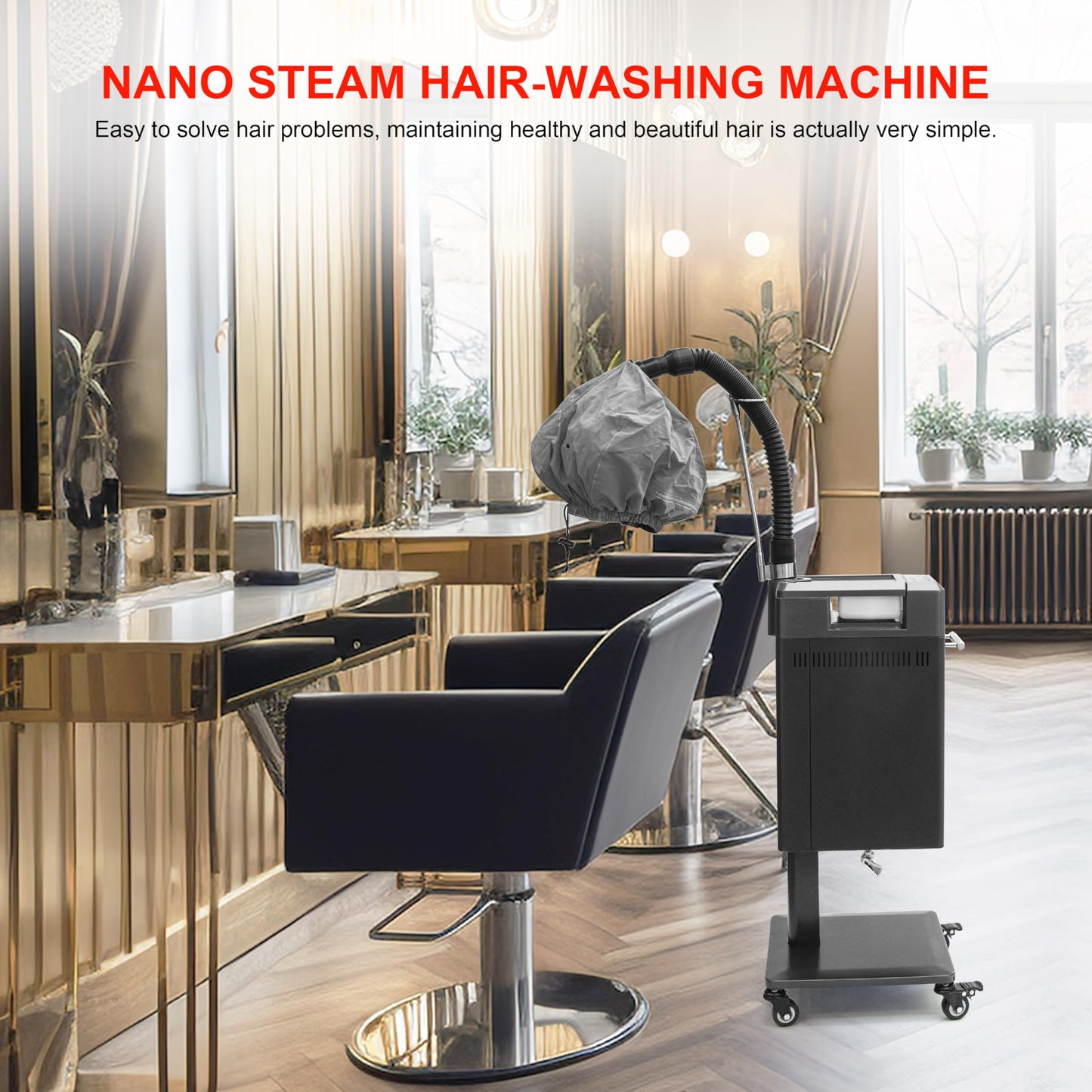 Hair Steamer Micro Mist Scalp Detoxify for Hair Wash Reclining Chair Bed Attachment Professional Hair Care for Salon SPA Barber Shop Fully Metal Material Elitzia ET1940