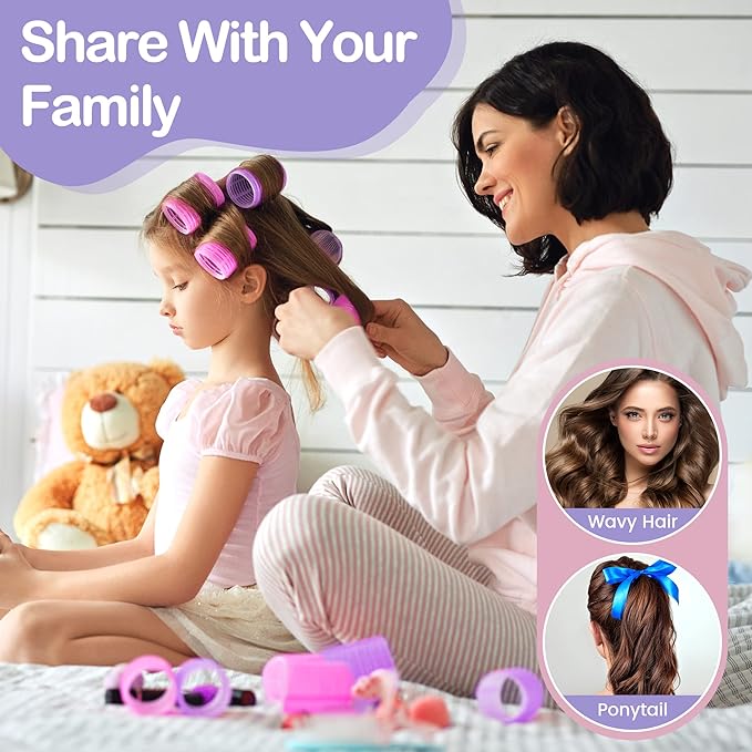 33 Piece Hair Rollers set, Self Grip Hair Rollers for Long Medium Short Hair, ELASO Large Medium Hair Curler (22 Rollers + 10 Stainless steel Clip +1 Storage Bag)