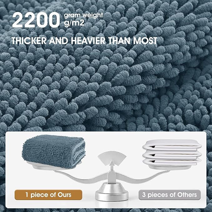IM HOME Chenille Absorbent Outdoor Doormat 60" x 36", Washable Muddy Door Mats for Dog Non Slip Indoor Doormat Dog Mat for Muddy Paw Front Inside Doormats for Entryway Dusty Blue