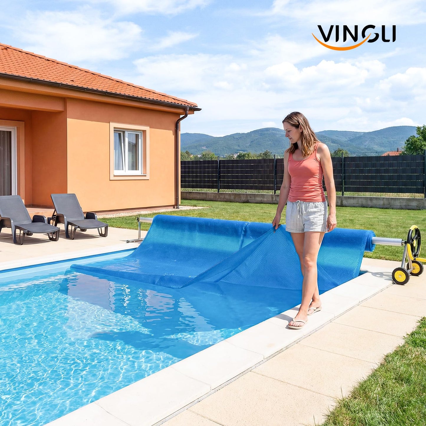 VINGLI 16Mil Solar Pool Cover for Inground Pools, Heat Retaining Solar Covers Blue, 12x24FT Rectangle Solar Pool Cover, Solar Blanket for Inground Pool, Blue (12' x 24')