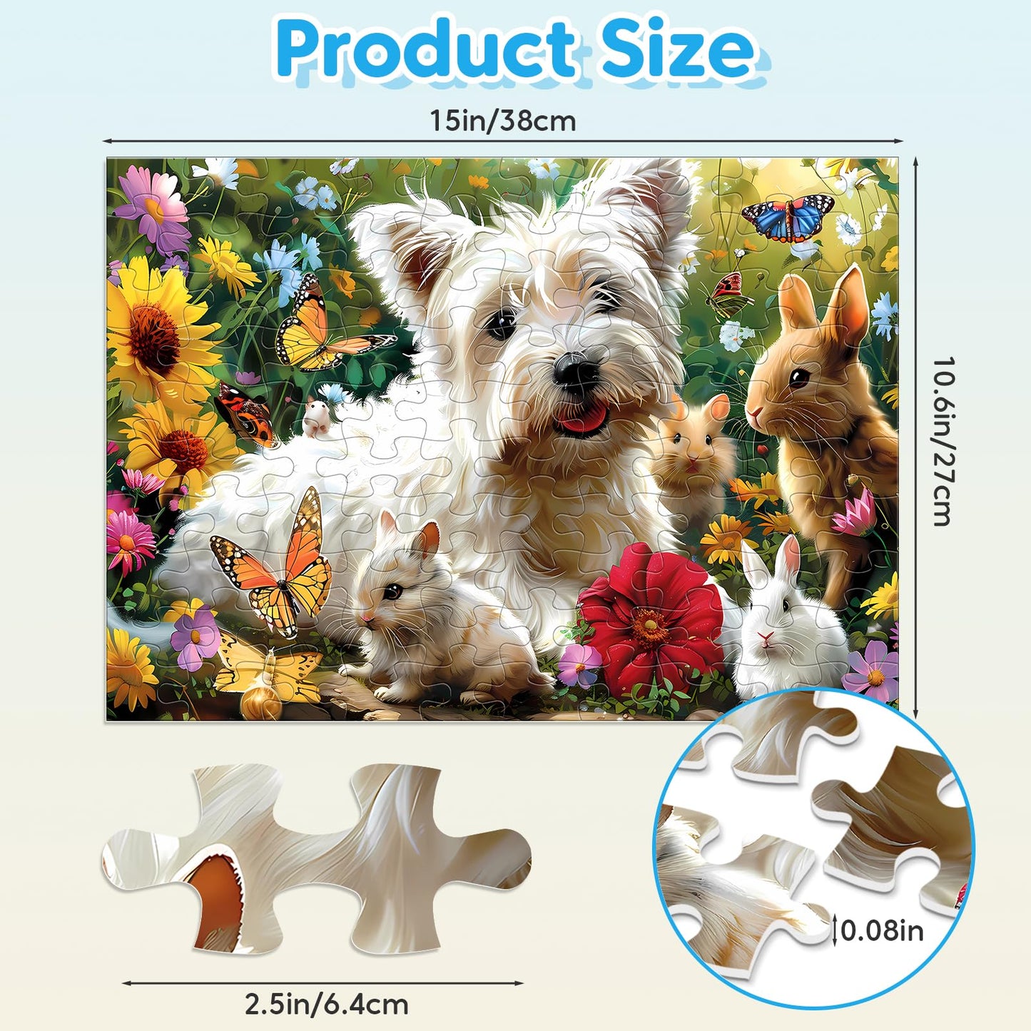 Jeacirio 4 Packs 100 Piece Puzzles for Kids Ages 4-6 - Lovely Animals Large Piece Jigsaw Puzzles for Seniors Educational Toys Gifts Kids Puzzle for 4 5 6 7 8 9 Year Olds Boys Girls