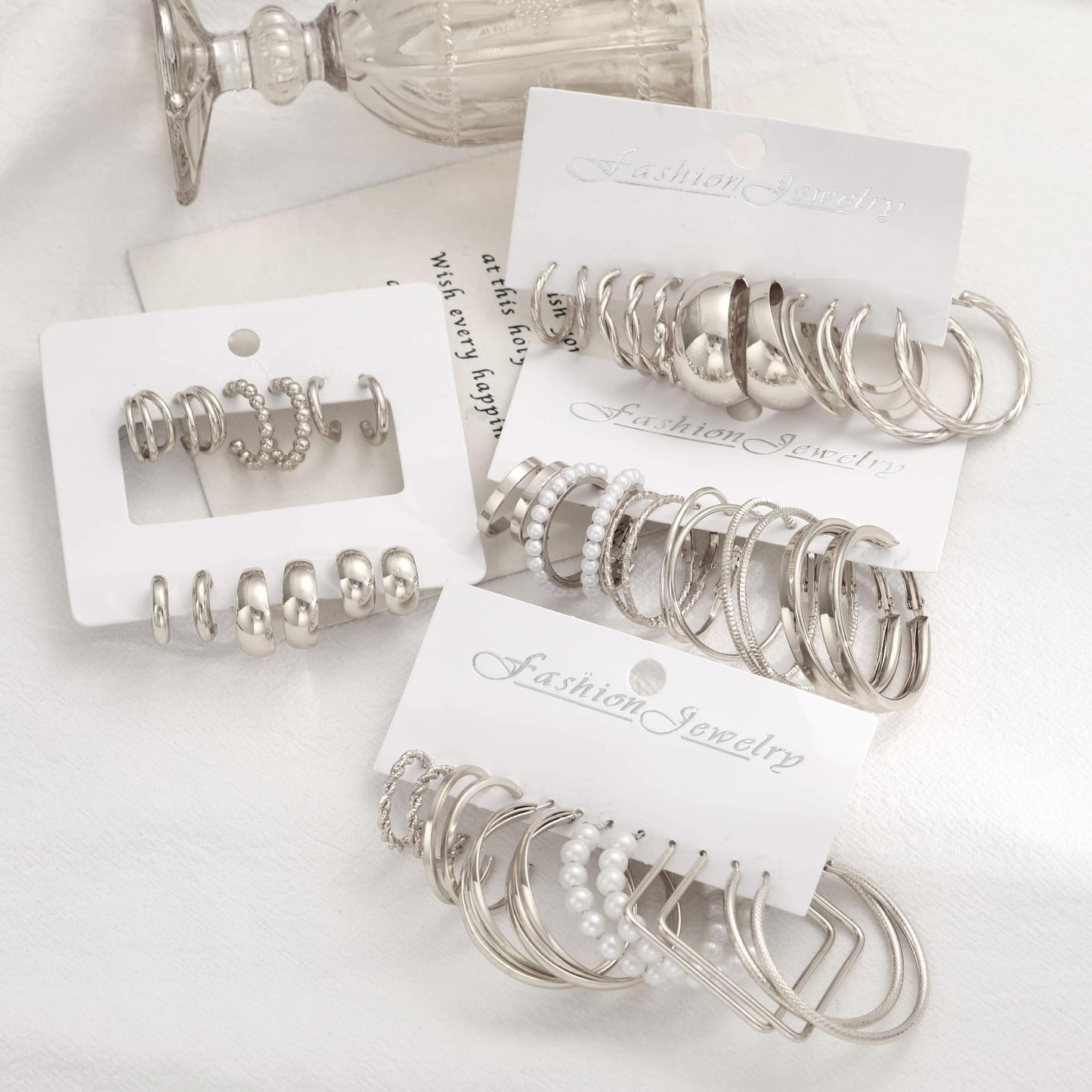 36 Pairs Gold Hoop Earrings Set for Women Multipack, Hypoallergenic Chunky Chain Twisted Hoop Earrings Pack, Fashion Dangle Earrings Jewelry for Gift (D-36Pcs Silver)