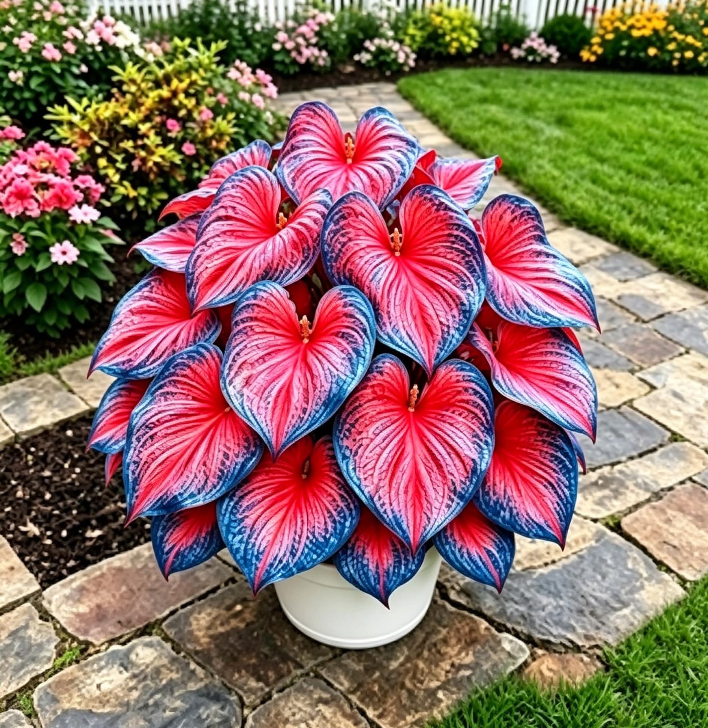Caladium Seeds, Elephant Ear, 500+ Perennial Plant Seeds, Stunning Colorful Heart-Shaped Leaves - Fast Growing, for Pots, Planters, Gardens & Landscaping (Red)