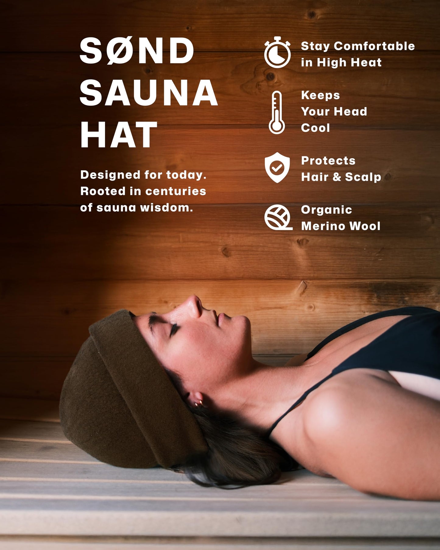 SรND - Sauna Hat for Men & Women - Merino Wool Heat Insulation & Hair Protection - Wool Sauna Cap & Banya Hat - Sauna Accessory - Beanie Style - Green