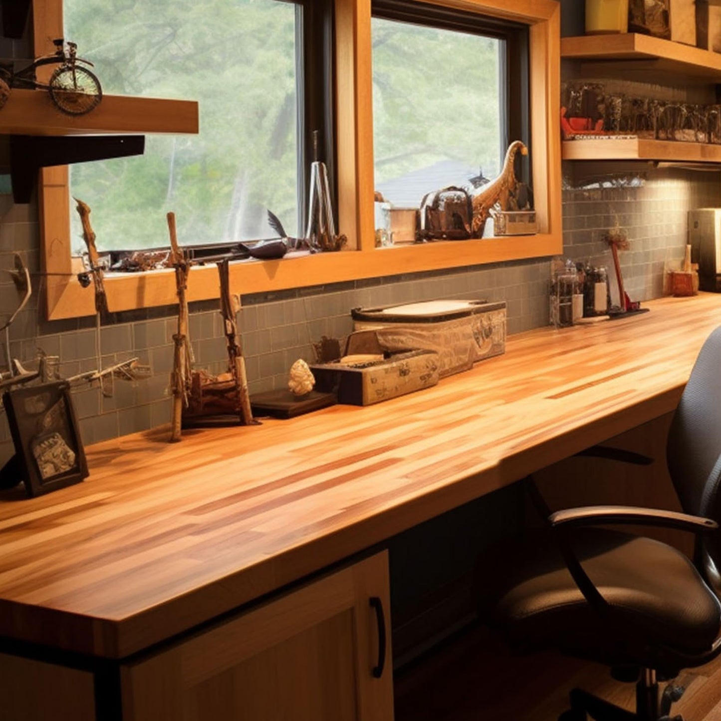 CONSDAN Butcher Block Counter Top, USA Grown Oak Solid Hardwood Countertop, Wood Slabs for Kitchen, Reversible, Both Side Polished, Prefinished with Food-safe Oil, 1.5" Thickness, 36" L x 25" W