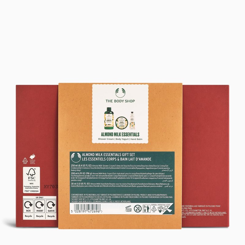 The Body Shop 3 Piece Essentials Gift Set - Shower Gel, Body Yogurt, Hand Cream, Vegan