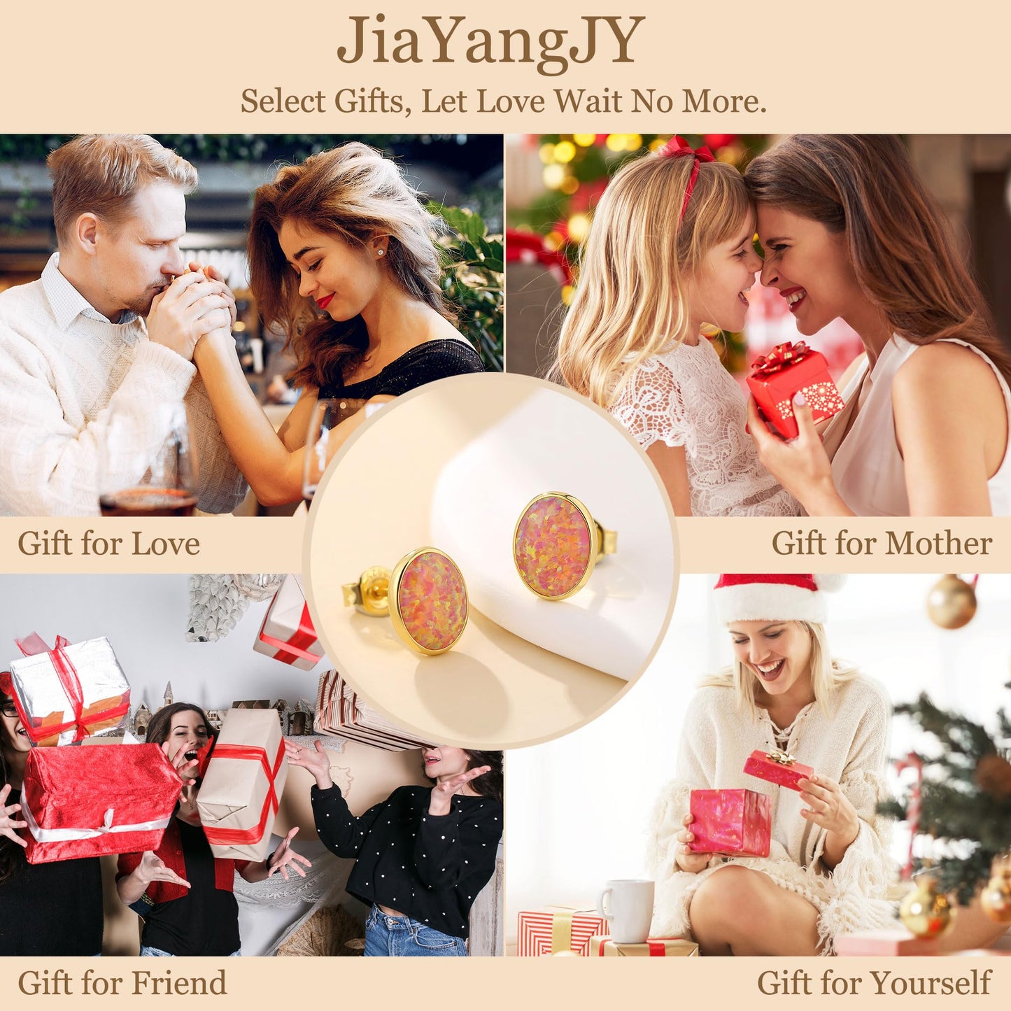 JiayangJY Silver Red Fire Opal Stud Earrings for Women 18K Yellow Gold Plated Sterling Silver Oval Shape 7mm Opal Earrings with Push Back