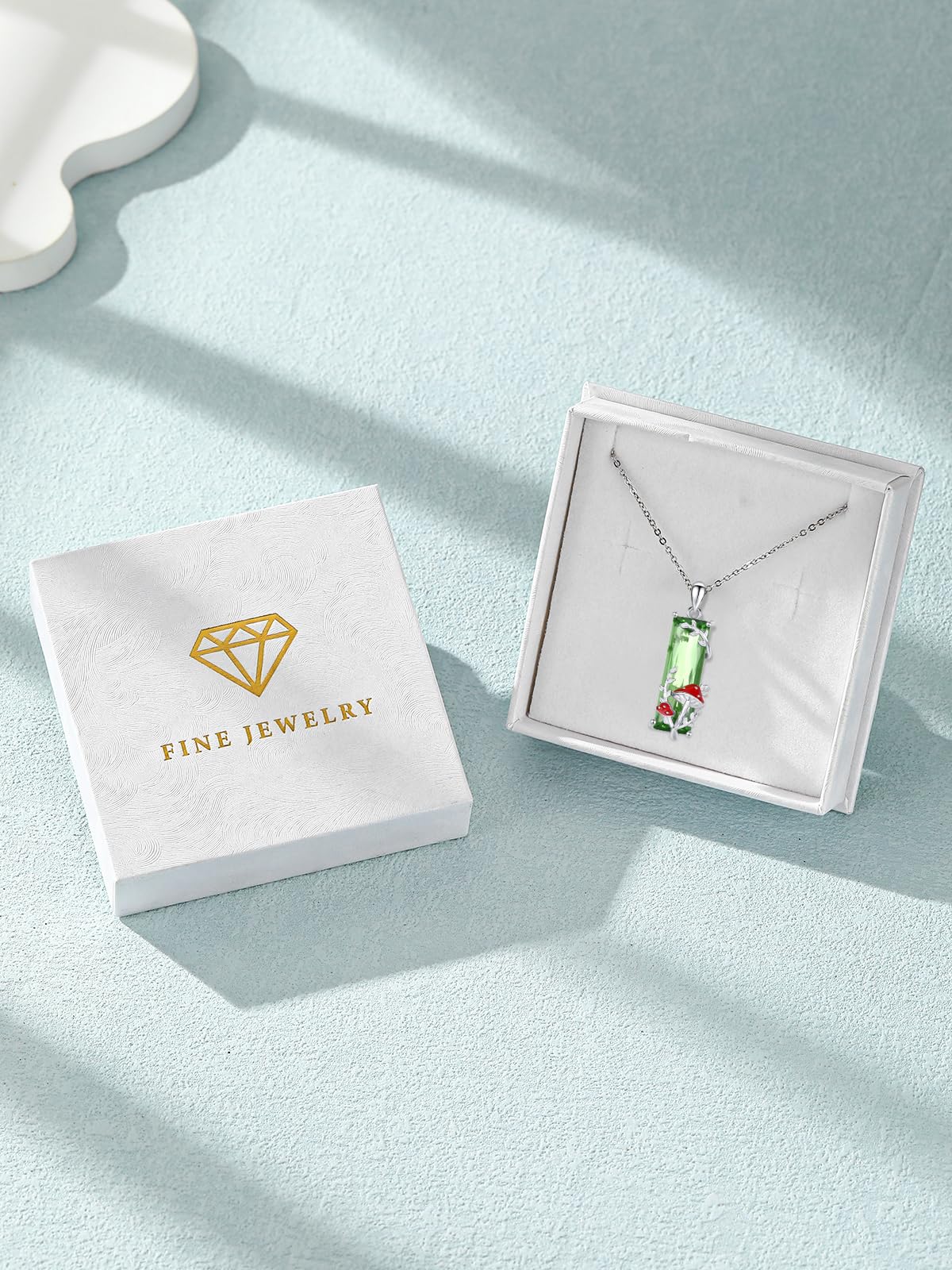 AENEAS Valentines Day Gifts for Women Her Mushroom Necklace for Women 925 Sterling Silver Green Crystal Pendant Cute Whimsical Mushroom Jewelry Gifts for Women Her Wife