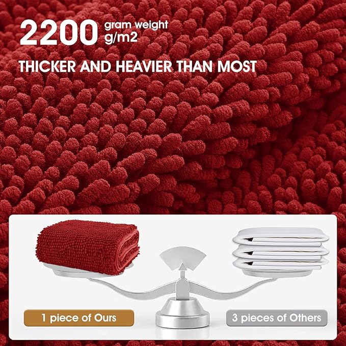 IM HOME Chenille Absorbent Outdoor Doormat 30" x 20", Washable Muddy Door Mats for Dog Non Slip Indoor Doormat Dog Mat for Muddy Paw Front Inside Doormats for Entryway Red Burgundy