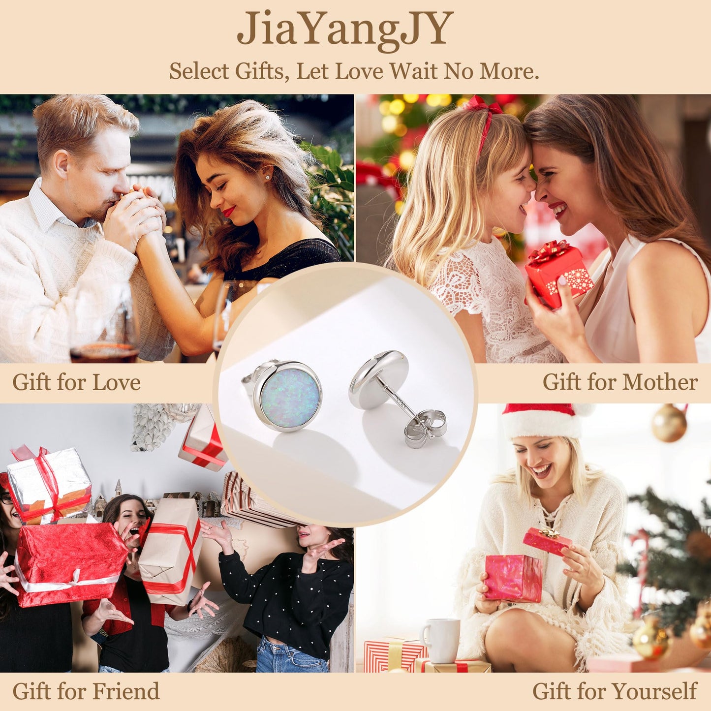 JiayangJY Silver White Fire Opal Stud Earrings for Women Sterling Silver Round Shape 7mm Opal Earrings with Push Back