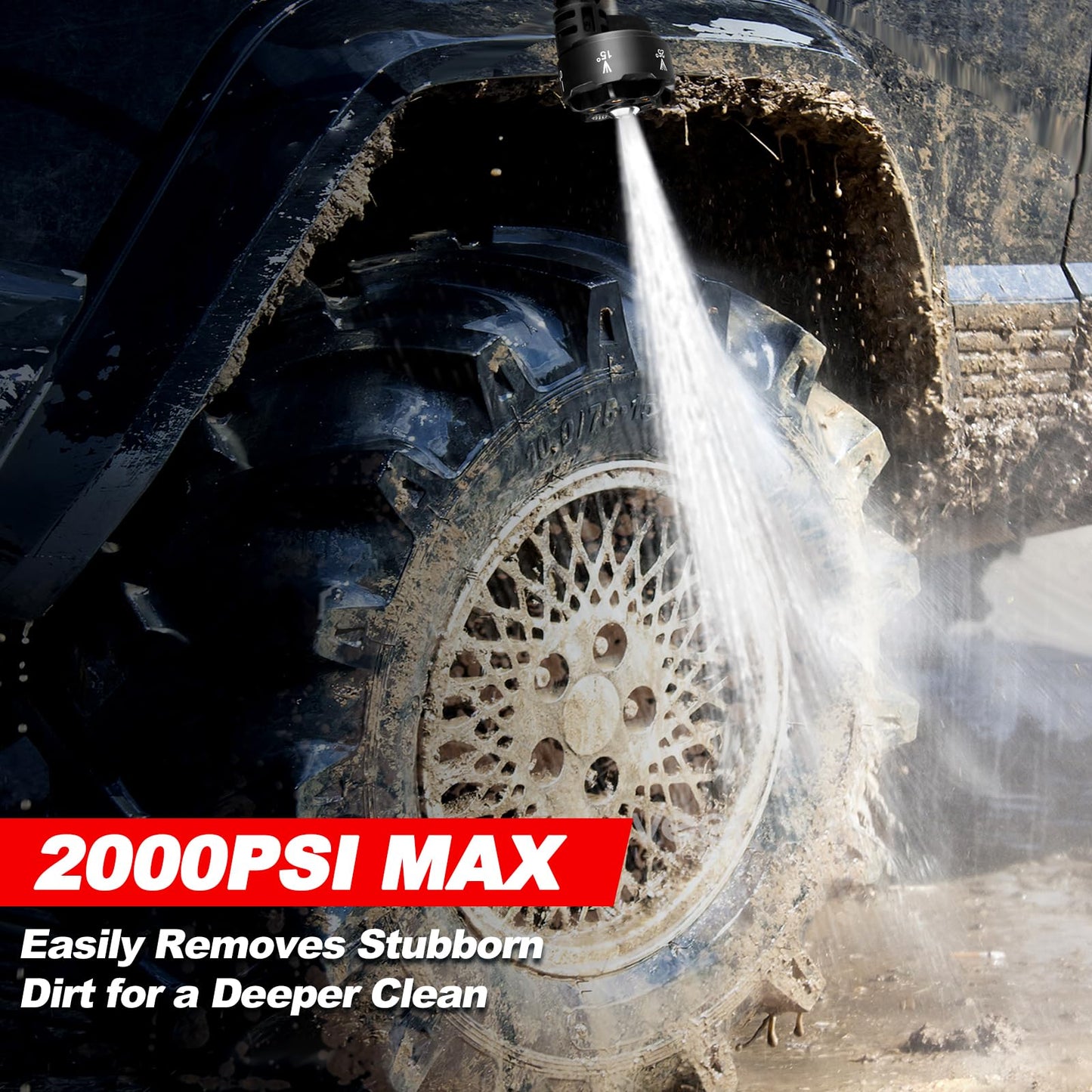 Cordless Pressure Washer with Faucet & Garden Hose Connector, 2 X 5.0AH Batteries, 2000PSI MAX Portable Pressure Washer with Brushless Motor, 4 Speed Adjustment LCD Touch Screen, 6-in-1 Nozzle
