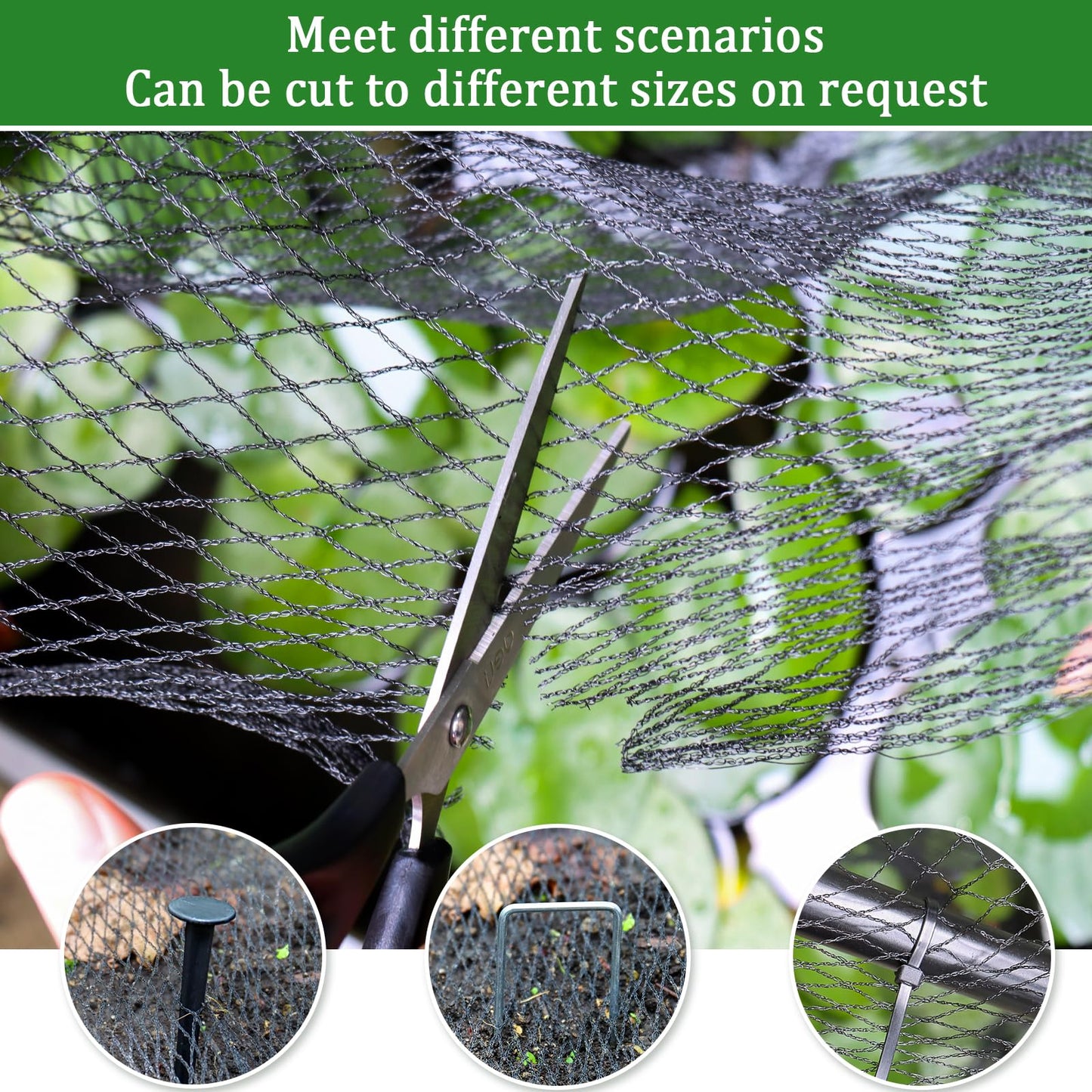 Bird Netting, 13 X 40 Ft Reusable Protective Garden Netting Cover for Plants Fruit Trees Vegetables, Heavy Duty Poultry Fence Animal Barrier with Ties and Staples, Strawberry Netting for Birds