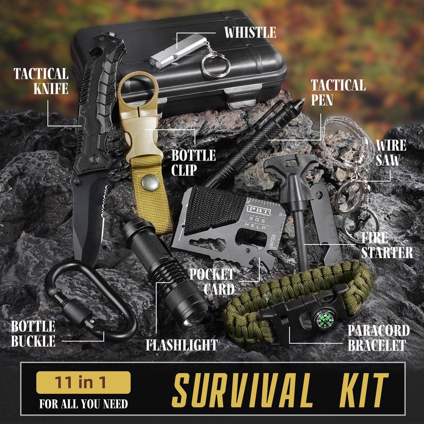 Gifts for Men Dad Husband Him, Survival Kit 14 in 1, Emergency Survival Gear and Equipment, Anniversary Birthday Gifts for Him Boyfriend, Hunting Fishing Camping Accessories, Cool Gadget