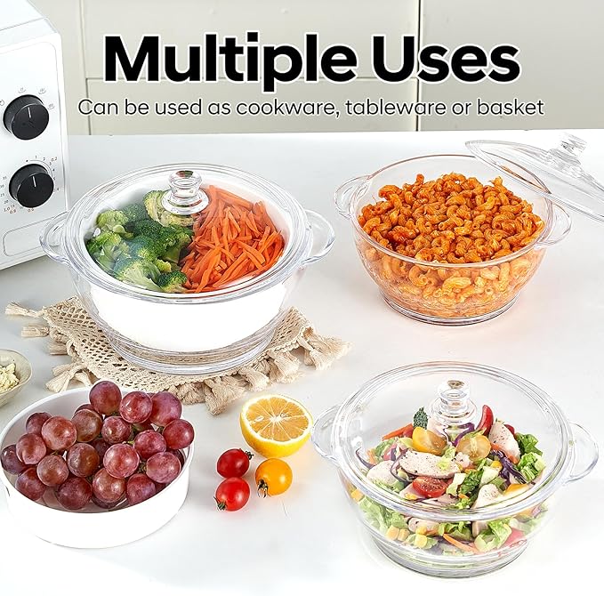 Glass Microwave Steamer for Vegetables, Broccoli, Fish & Food – Oven Safe Steamer Bowl for Cooking, BPA-Free, Odorless & Dishwasher Safe(2.5L)