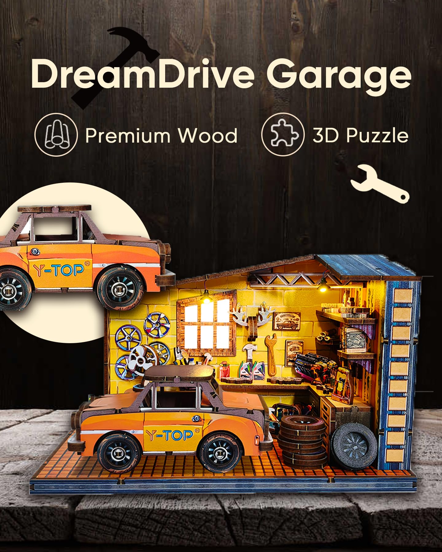 DIY Miniature House Kit – Mini House Book Nook Kit Bookend Bookcase Craft Bookshelf Home Decor with LED Light Christmas Birthday for Adults Beginners(Dream Repair Factory)