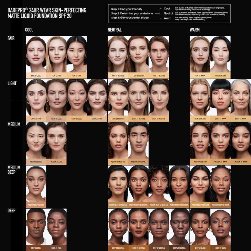 bareminerals Barepro 24HR Wear Matte Liquid Foundation Mineral SPF 20, Full Coverage Foundation Makeup for Mature Skin, Oil-Free, Vegan