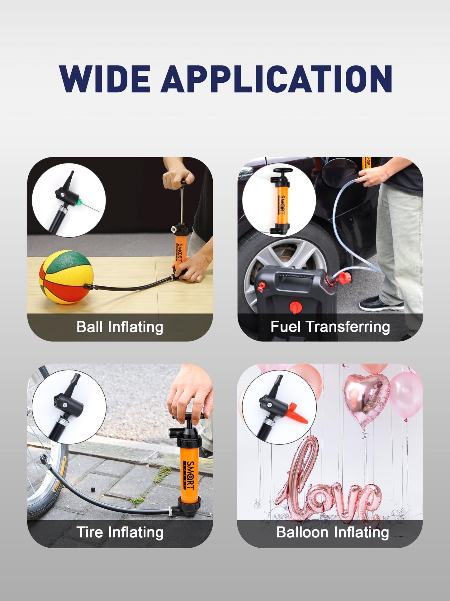 SMART JERRY - Siphon Pump for Gasoline, Fluid Transfer Pump Automotive, RV Antifreeze Pump Kit, Oil Transfer Pump, Hand Pump Siphon, Manual Fuel Transfer Pump, Transmission Fluid Pump, Lawn Mower Pump