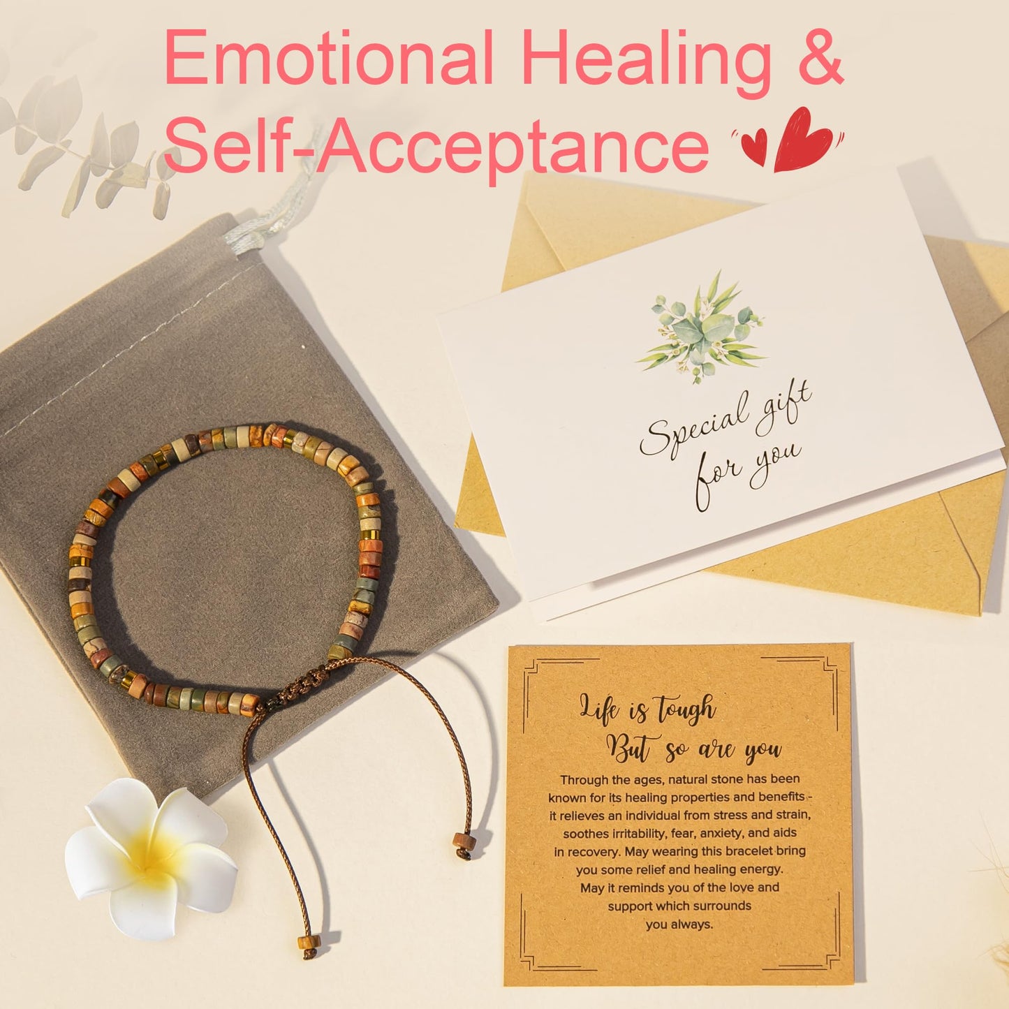 ZOKCC Inspirational Gifts Bracelets for Women: Healing Natural Stone Bracelets - Birthday Christmas Day Friendship Gifts for Women Friends Sister Bestie - Thank You Gift for Teacher Coworker