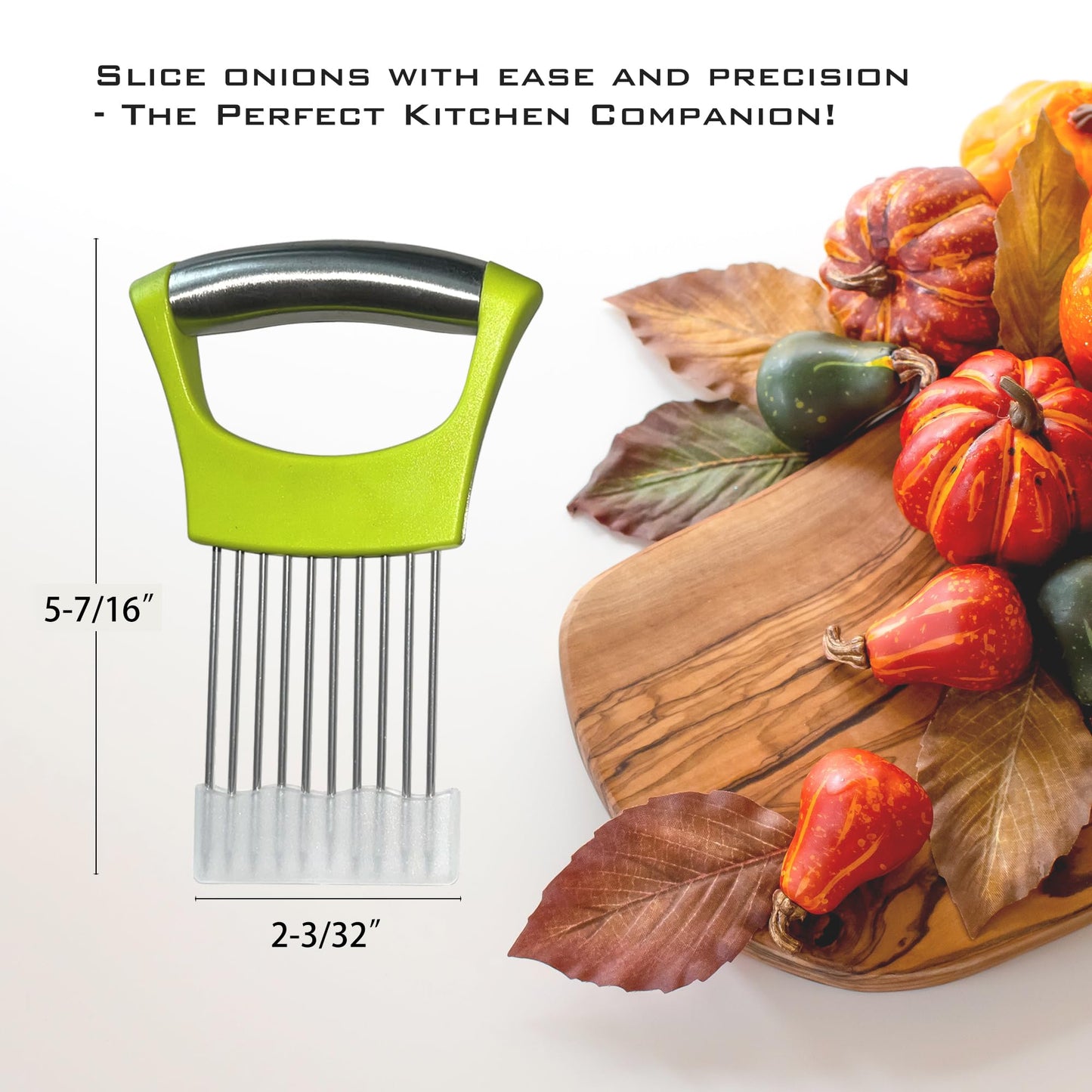 2 PCS Onion Slicer Holder – Stainless Steel Meat Holder, Meat Chopper | Multi-Purpose Kitchen Safety Tool for Fruits, Vegetables & Meat | Easy Clean, Uniform Slices | (Green)