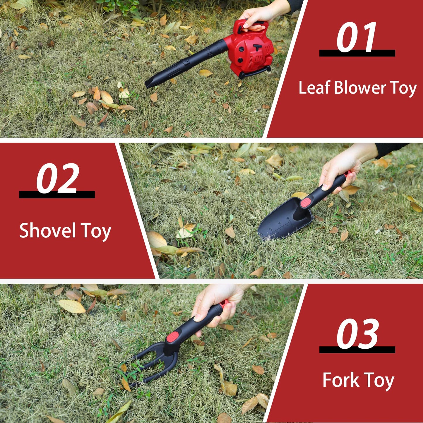 Sistracia Kids Leaf Blower Toy Tool Pretend Play Series, Toy Leaf Blower for Kids That Really Works, Outdoor Preschool Gardening Kids Tool Toy Set Gift for Boys & Girls