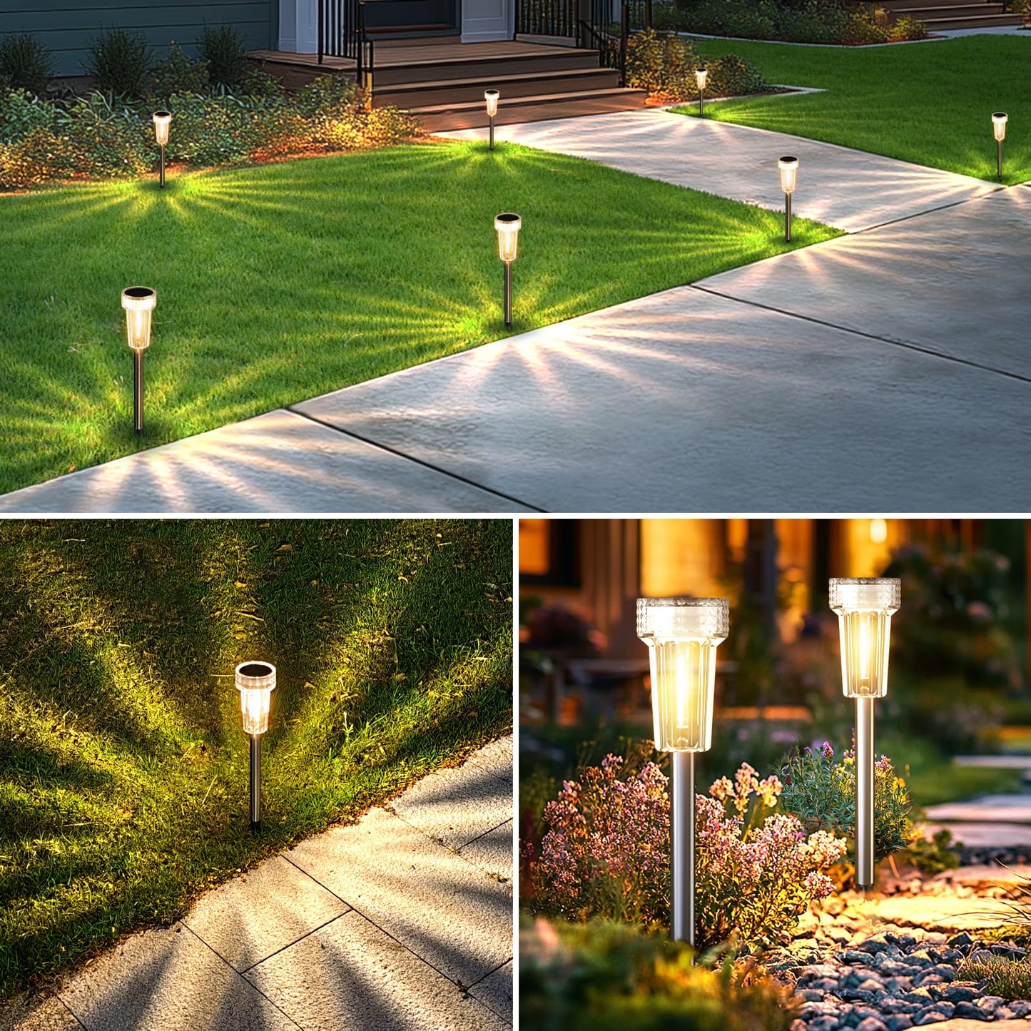 Mancra 12 Pack Solar Pathway Lights Outdoor, Waterproof Metal Solar Outdoor Lights Tungsten Bulb Landscape Lighting Garden Decor for Path Yard Lawn Walkway Driveway