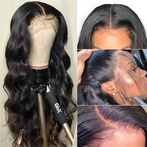 4x4 Lace Front Wigs Human Hair Pre Plucked with Baby Hair 150% Density 20 Inch Body Wave Brazilian Virgin Frontal Human Hair Wigs 4x4 Glueless HD Lace Closure Wig Human Hair for Women