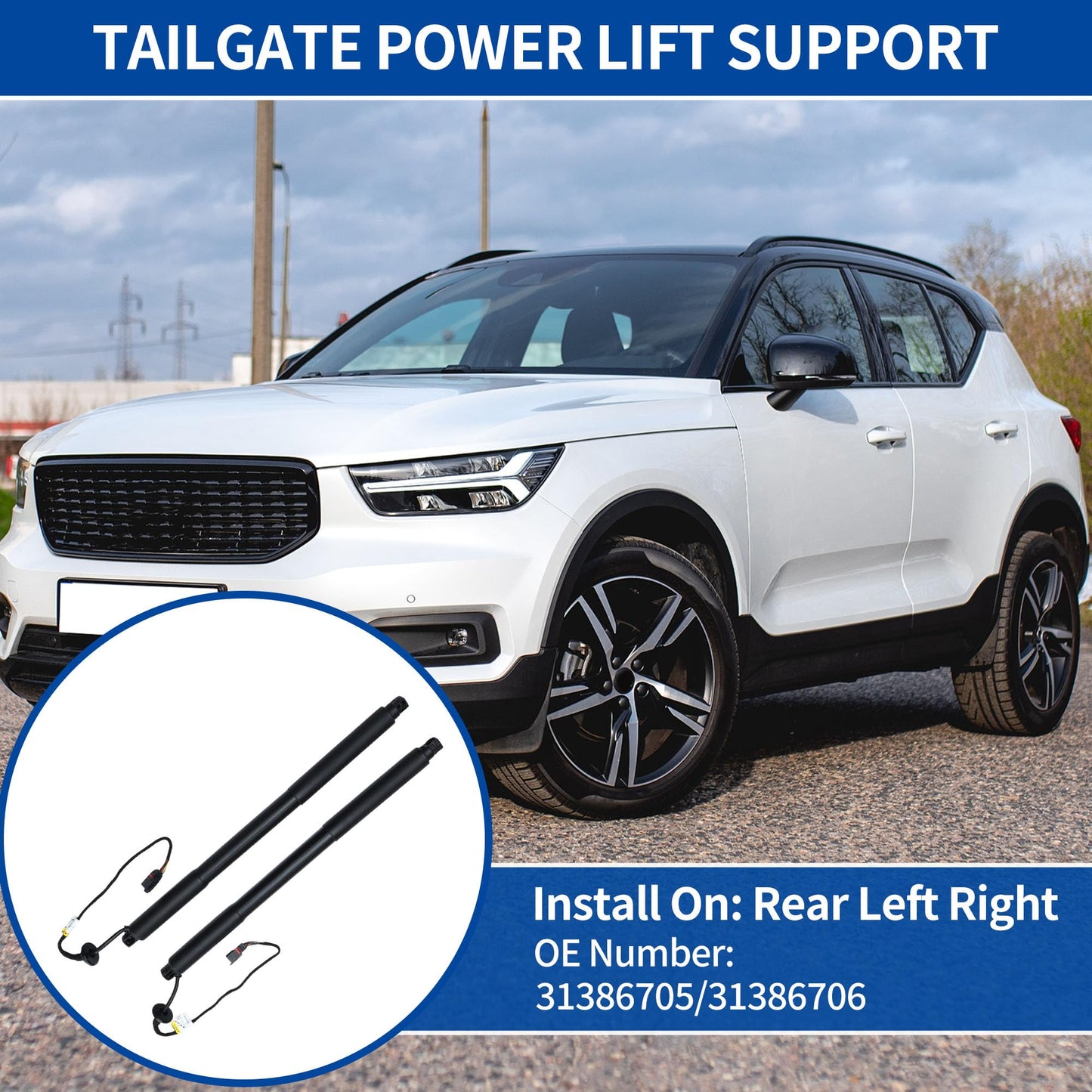 X AUTOHAUX Rear Left Right Tailgate Power Lift Support for Volvo XC60 3.2/T5/T6 Sport Utylity 2012-2017 Liftgate Power Hatch Shock Strut No.31386705/31386706 Electric Trunk Power 1 Pair