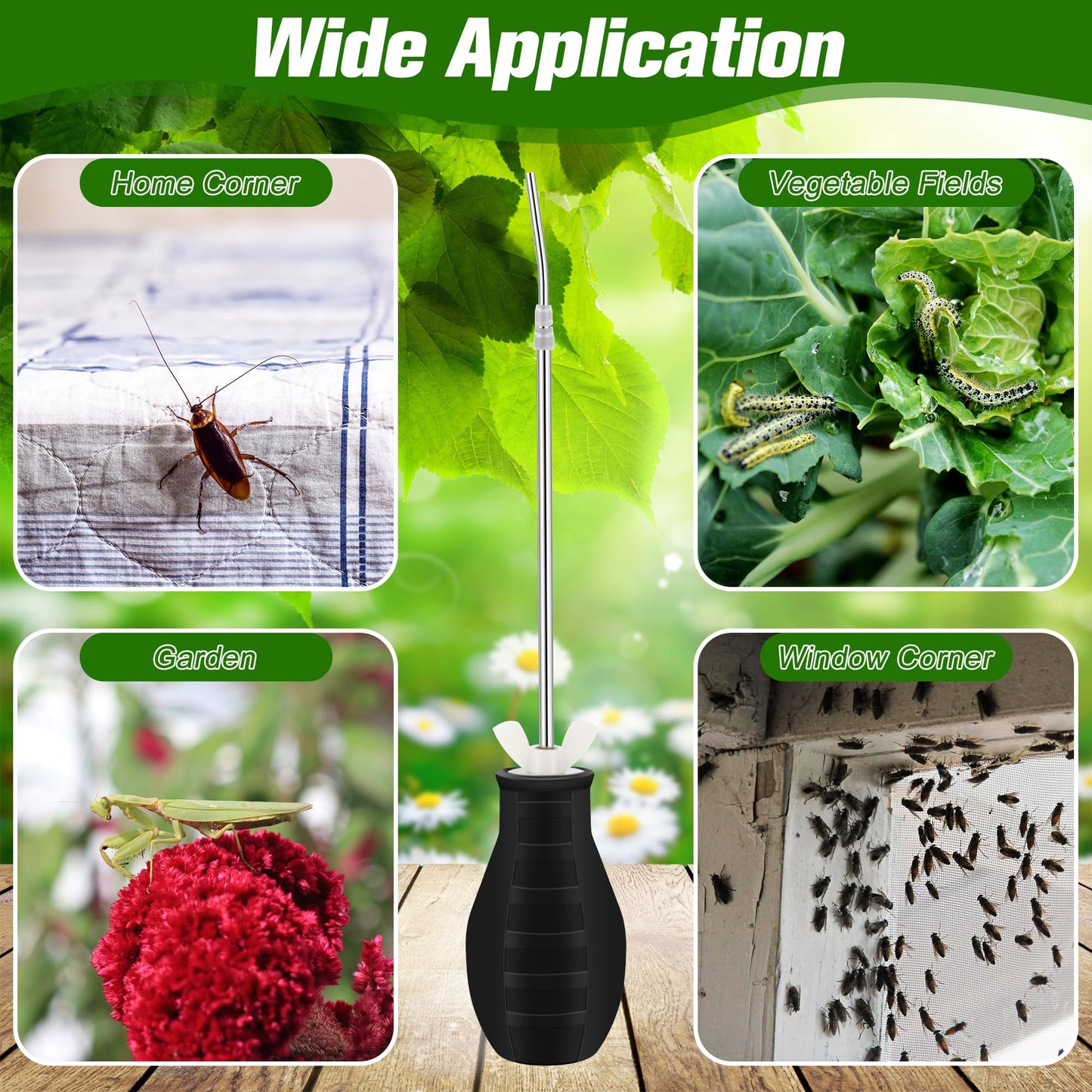 Extendable Garden Duster Powder Applicator, Anglekai Powder Duster for Diatomaceous Earth Applicator Dispenser, with Metal Tube/Spray Duster/Funnel/Tank/Plastic Gloves (from 9'' to 22'')