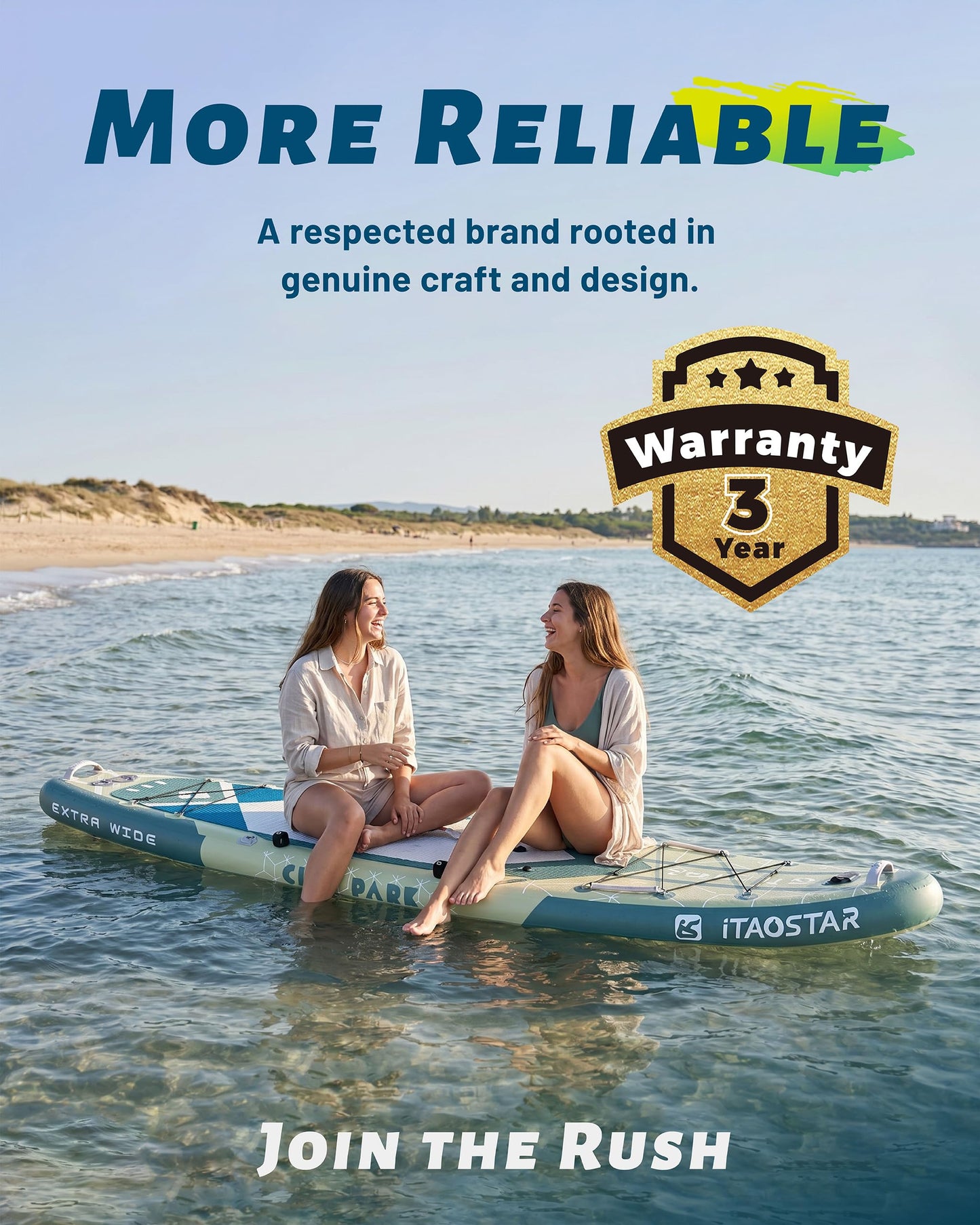 iTAOSTAR C03B 35" Super Wide Paddle Board, More Fun Inflatable Paddle Board with 5 Fins,12 Foot Stand Up Paddle Board with Premium SUP Accessories for Adults of All Skill Levels