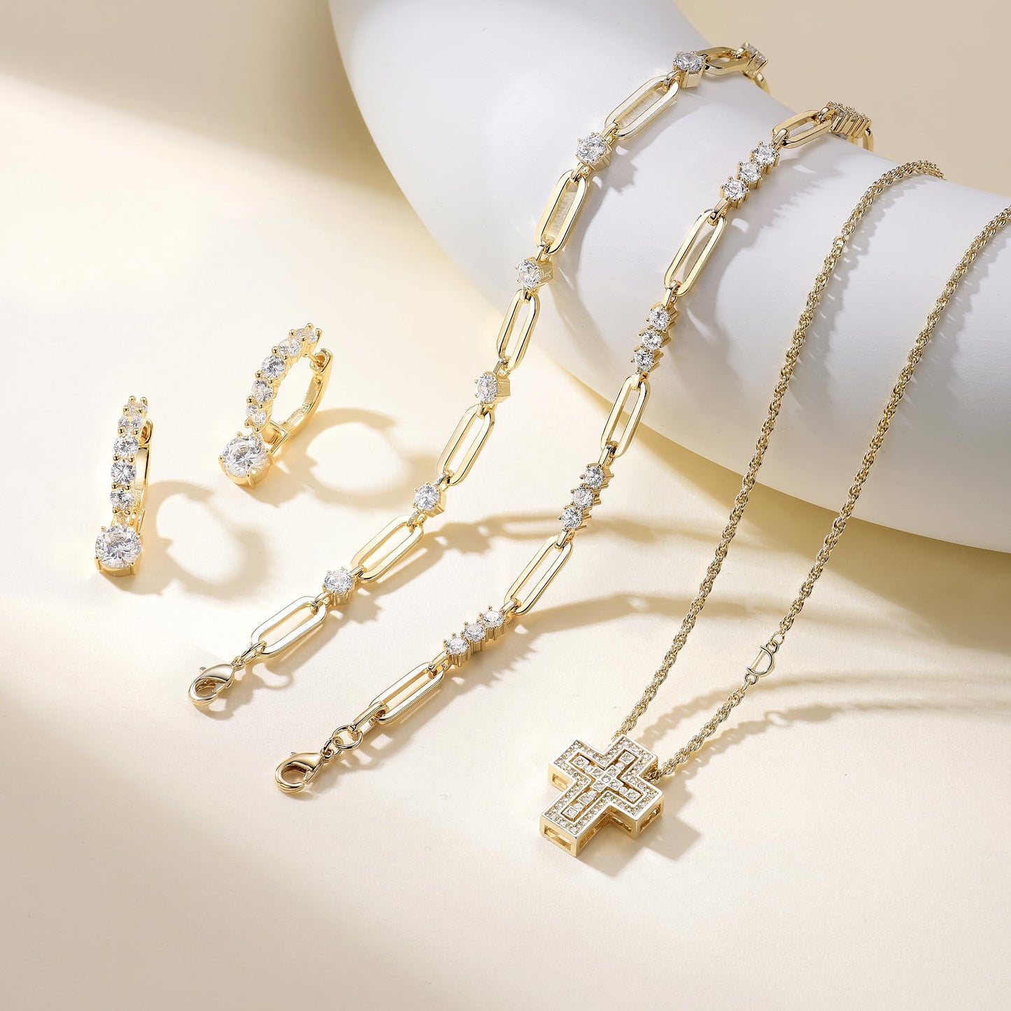 shinelab Paperclip Bracelet for Women Couple Bracelets with CZ Chain Strand Jewelry Gift for Men_7.5inches