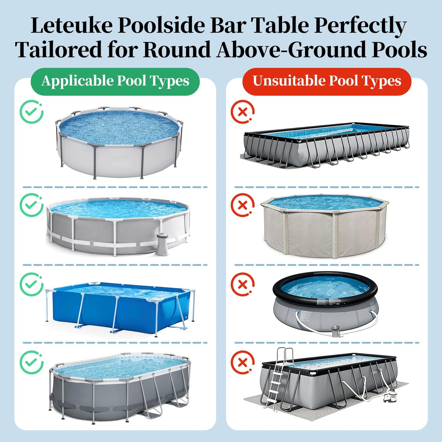 Poolside Bar, 44"×12" Poolside Bar Table with Adjustable Support Bracket Fits Above-ground Pools, Swim Up Bars Capacity Up to 110lbs, Patio Poolside Table Smart Fold &Weather Resistant Stable Tabletop