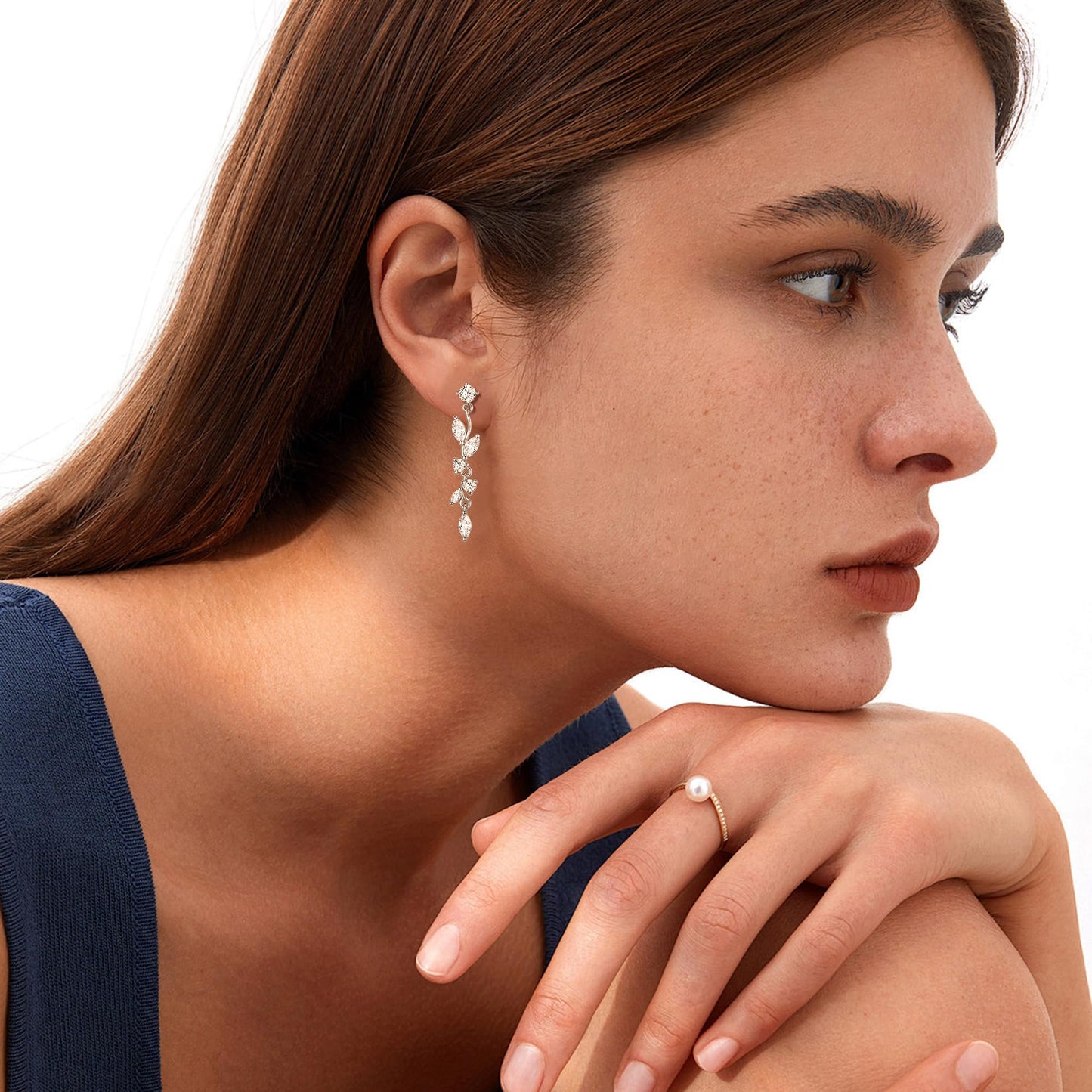 FANZE Marquise Cubic Zirconia Wedding Earrings for Women Brides Bridesmaids, Crystal Dangle Drop Gold and Silver Earrings for Women Jewelry Gifts
