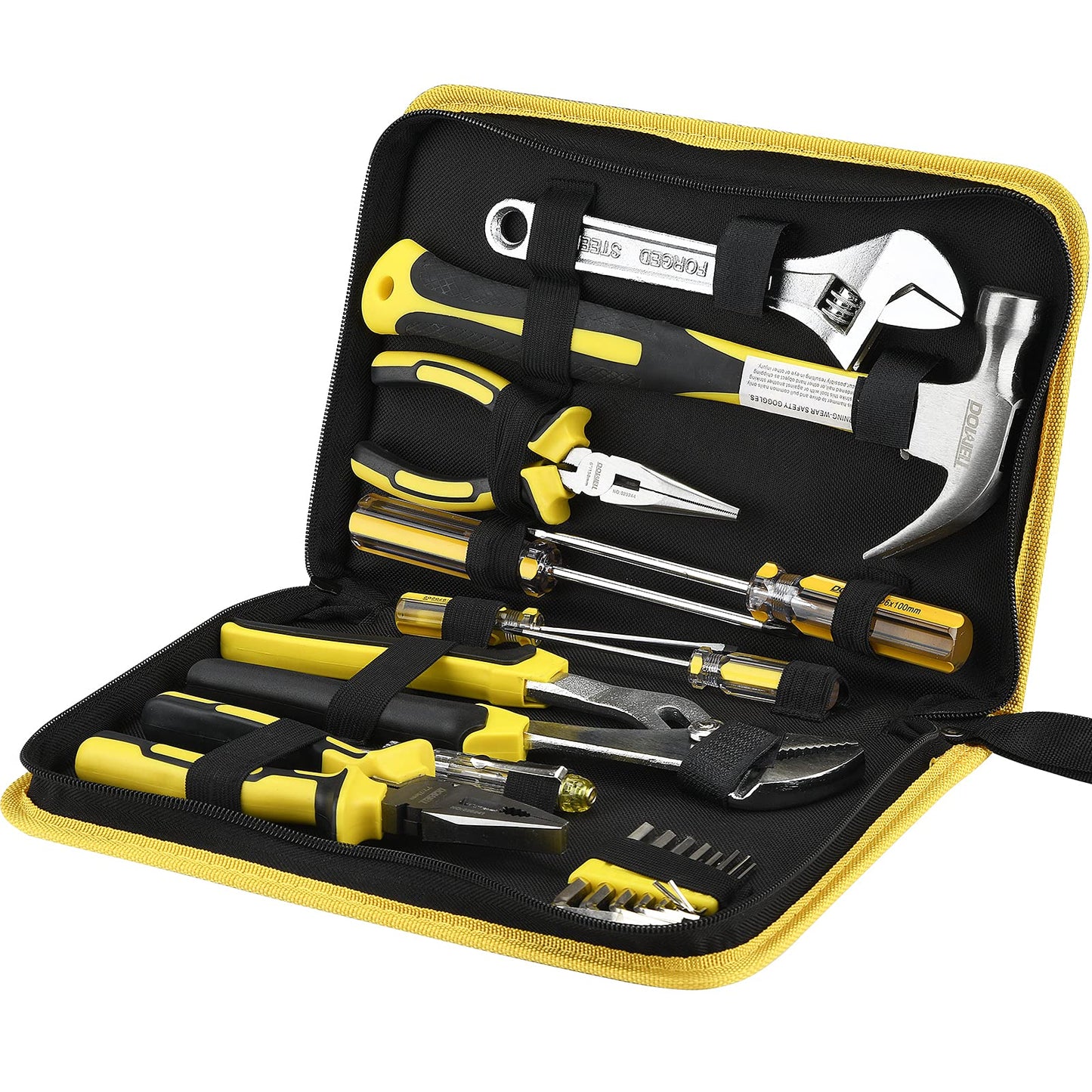 DOWELL Tool Set Tool Kit 19-Piece Household Tool Kit Set Pliers Screwdriver Set Hex Key Wrench with Storage Tool Bag Pouch HYT19