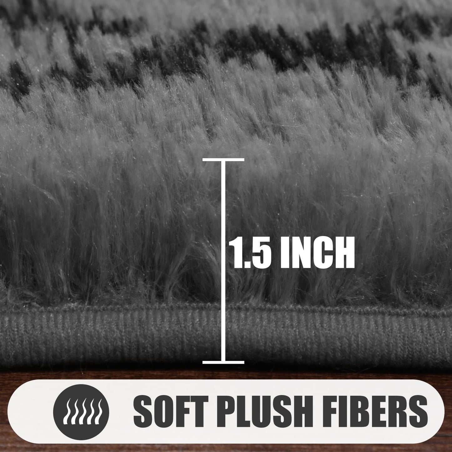 ONASAR Area Rugs for Bedroom Living Room, 4x6 Fluffy Grey and Black Rug, Shaggy Geometric Floor Mat for Home Decor Aesthetic, Soft Plush Fuzzy Carpet for Nursery Kids Teen Dorm
