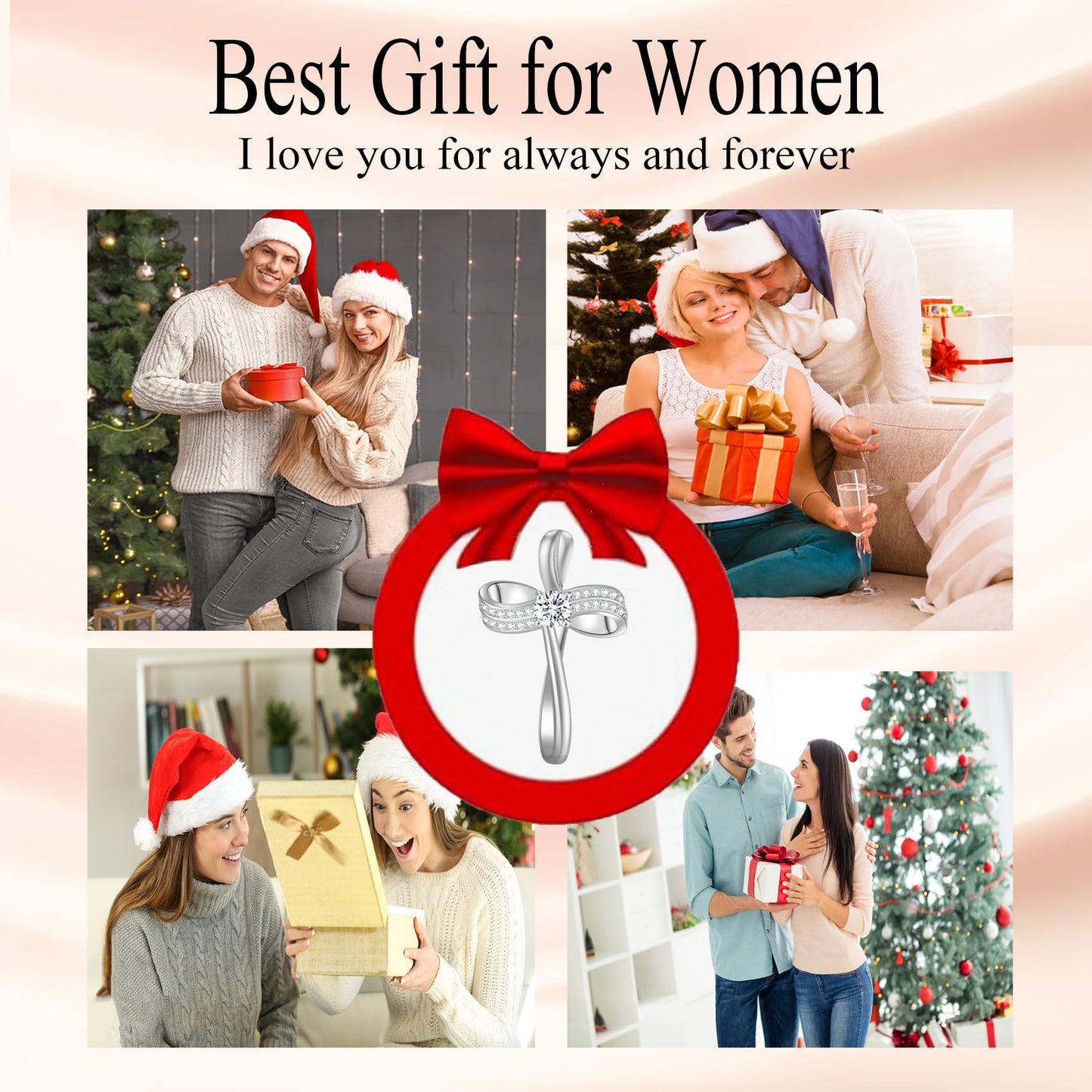OKISIL 18K Gold Plated Cross Necklace for Women, S925 Sterling Silver Necklace for Women, Infinity Loop Pendant Jewelry with 5A Cubic Zirconia, Anniversary Birthday Christian Gifts for Women Her Wife (White gold)