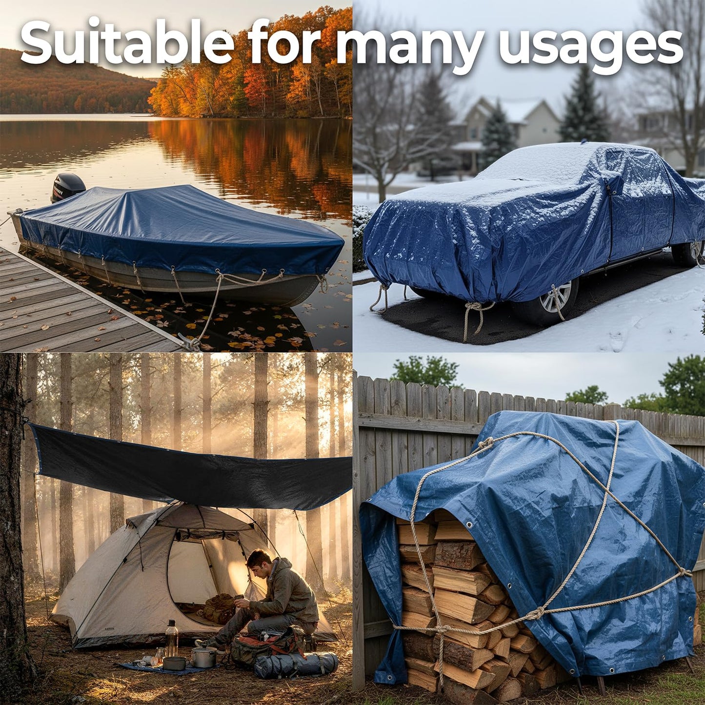 16 Ft Round Pool Liner Pad - Mat Tarp for Under Pool, Above Ground Pool Mat, Pool Ground Cloth, Pool Bottom Pad, Waterproof PE Tarp, Puncture Protection & Extend Liner Life