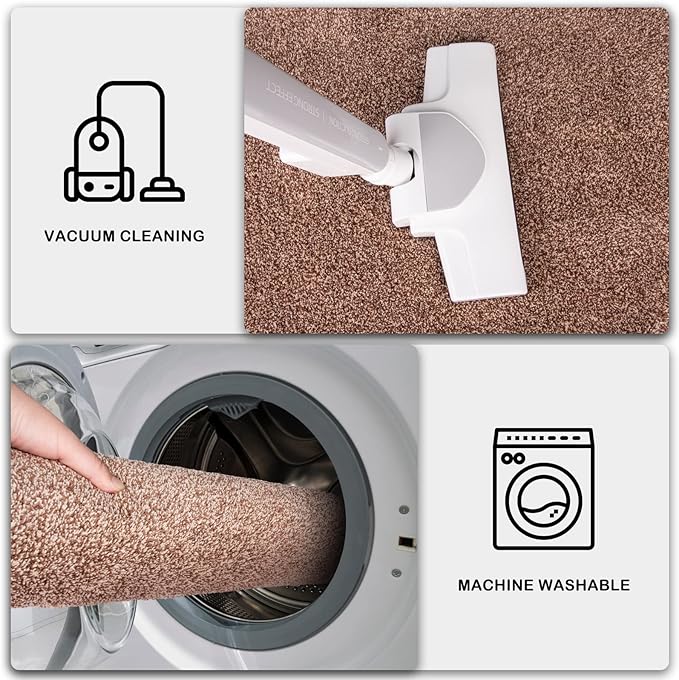 PURRUGS Dirt Trapping Door Mat 48" x 48", Non-Slip Machine Washable Entryway Rug, Dog Doormat, Indoor Front Door Mat, Super Absorbent Entry Rug for Muddy Shoes & Paws, Brown-Light Cream