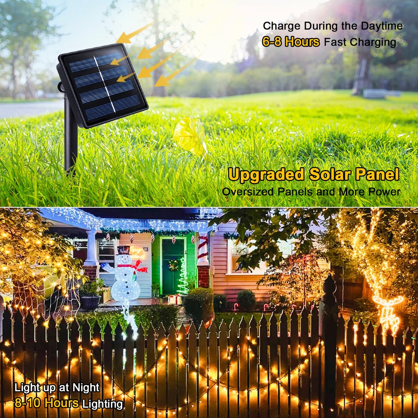 JMEXSUSS 2 Pack Solar String Lights Outdoor Waterproof, Total 400 LED 151FT Solar Christmas Lights Outdoor, 8 Modes Solar Powered String Lights for Outside Patio Yard Tree Decorations, Warm White