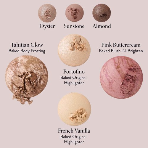 LAURA GELLER NEW YORK Baked Starter Kit: Baked Balance-n-Brighten Powder Foundation, Tan and Best of the Best Palette Blush Bronzer Highlighter Eyeshadow and Retractable Kabuki Brush