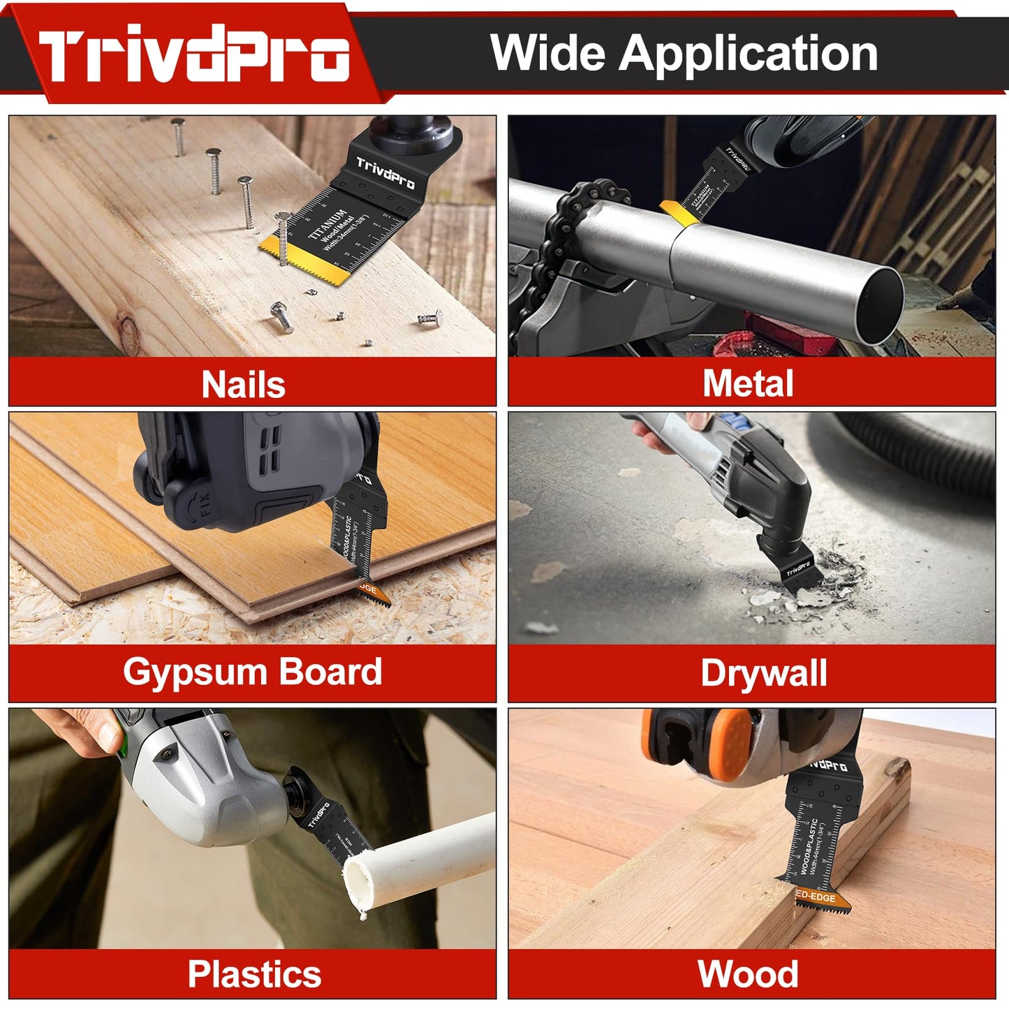 Multitool Blades Multi-Tool Blades Kits - TrivdPro 48pcs Oscillating Tool Blade Oscillating Saw Blades for Metal Wood Plastic Fits Dewalt Milwaukee Ryobi Fein Bosch
