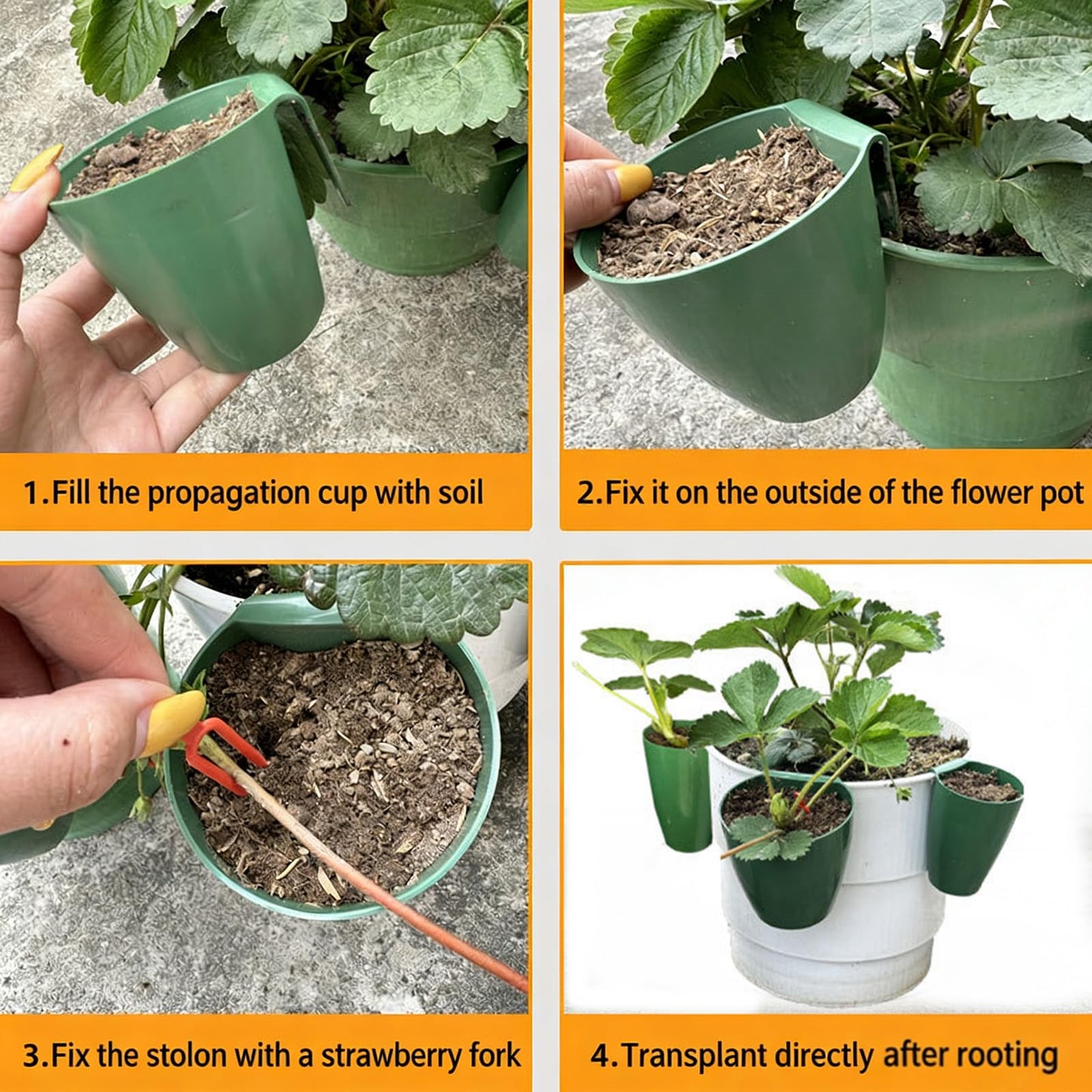Strawberry Propagation Cups with Runner Forks Breathable Nursery Pots for Root Rot, Food Grade Greenhouse Seedling Cups for Balcony and Garden