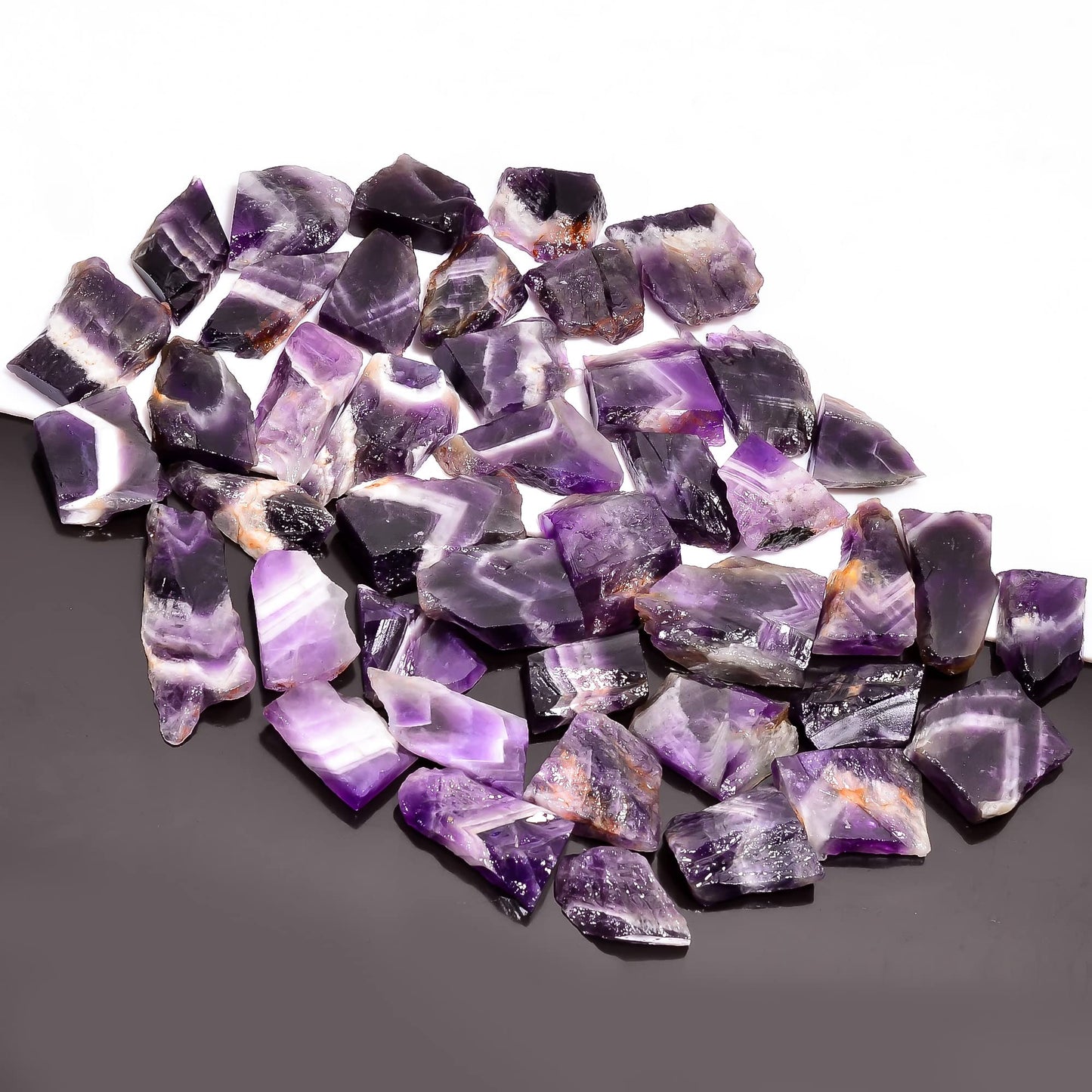 Natural Chevron Amethyst Raw Slice Gemstone- Healing Crystals for DIY Jewelry Making -Loose Natural Cabochon -Perfect for Crafting Unique Jewelry Designs (5 pcs, 25-35 mm)