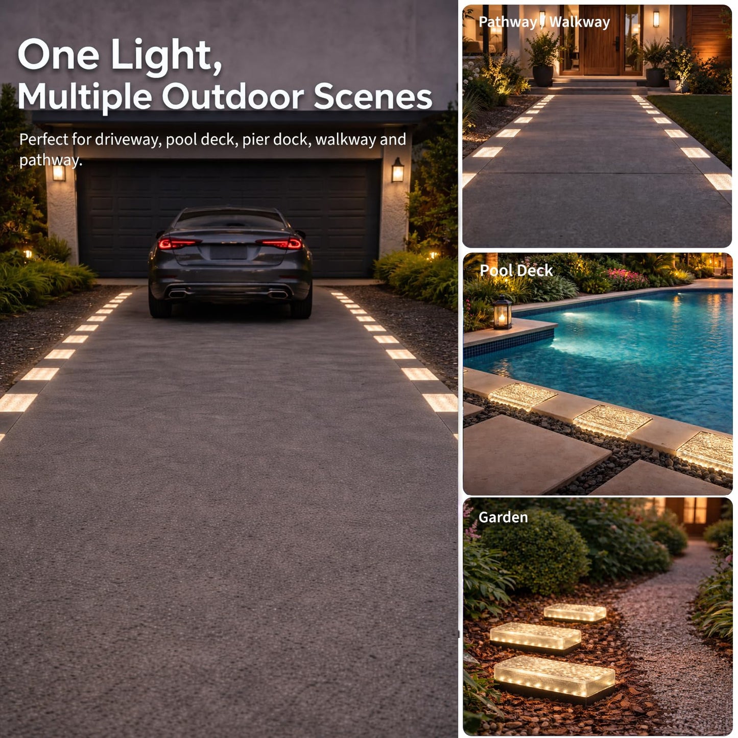 SHONELIGHTING Paver Lights, Solar Light Outdoor Waterproof, In-Ground Brick LED for Driveway & Pathway, Hardscape Pavers, Auto On/Off, Heavy Duty Warm White 3500K (2 Pack)