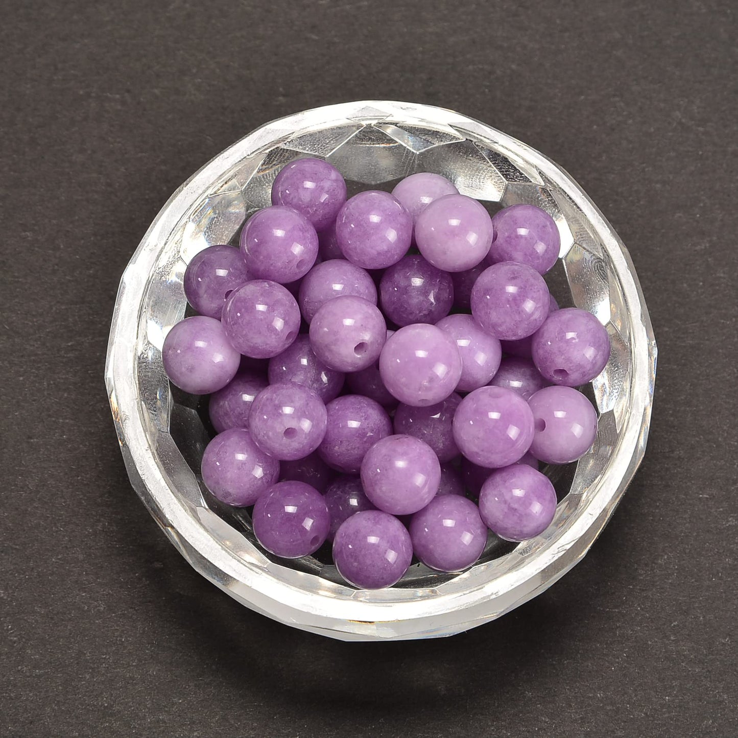 jodaying 10mm Purple Dyed Jade Smooth Round Natural Gemstone Loose Beads for Jewelry Making DIY Findings 1 Strand 15"