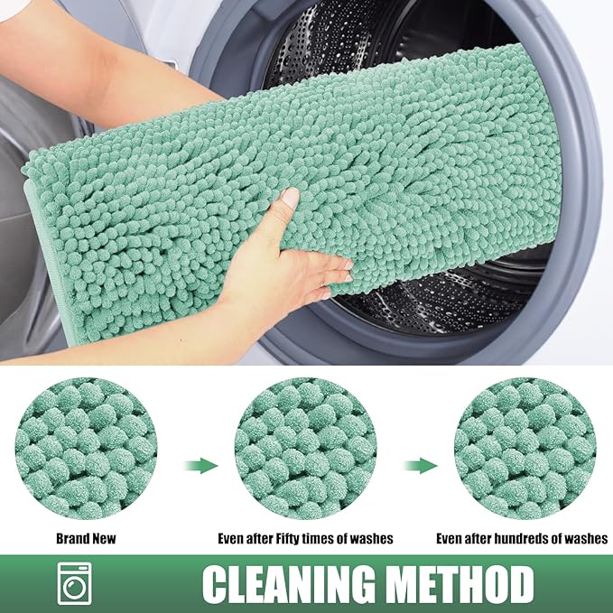 IM HOME Chenille Absorbent Outdoor Doormat 60" x 36", Washable Muddy Door Mats for Dog Non Slip Indoor Doormat Dog Mat for Muddy Paw Front Inside Doormats for Entryway Seafoam Green