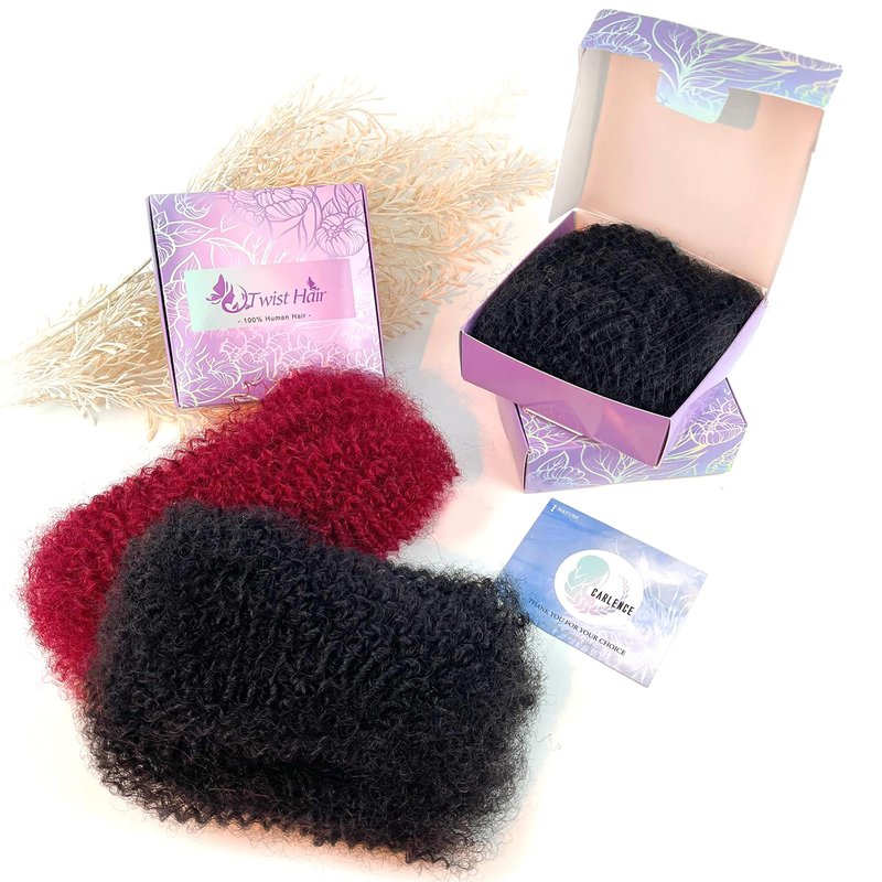 Human Kinkyhair for Twist 10 Inch 2 Bulks Natural Black Afro Kinkys Bulk Human Hair for Dreadlocks Extensions,Repair Locs and Mini Twist